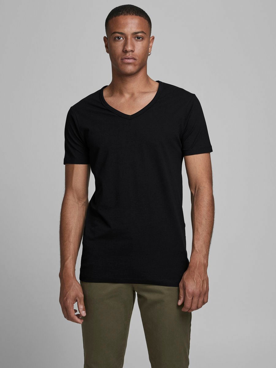 Jack & Jones T-Shirt "SLIM- FIT BASIC TEE V-NECK", mit V-Ausschnitt