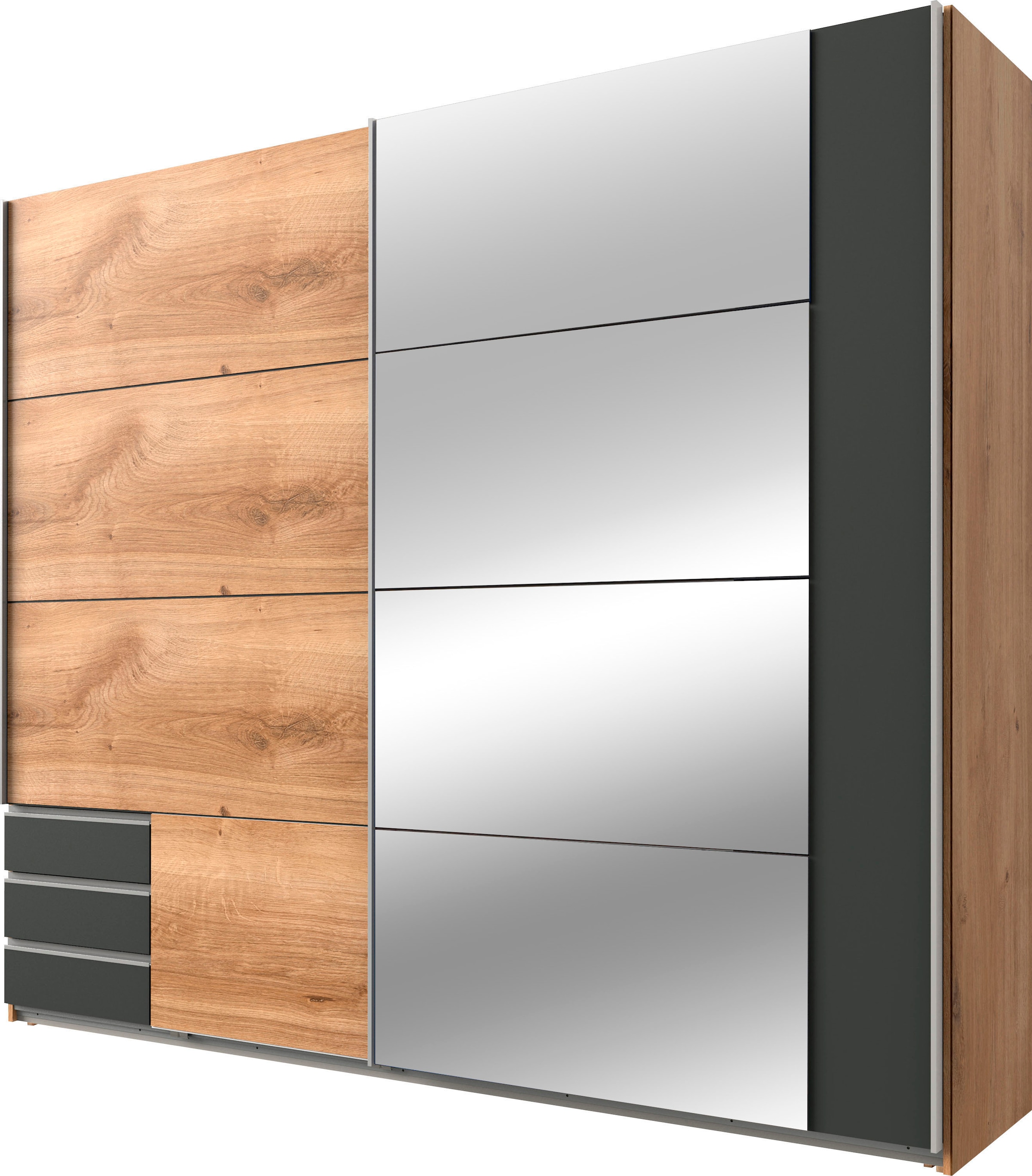 Wimex Schwebetürenschrank "Emden moderner Kleiderschrank mit Spiegel und Schubladen" Schlafzimmer Schrank Garderobenschrank mit Schwebetüren Topseller
