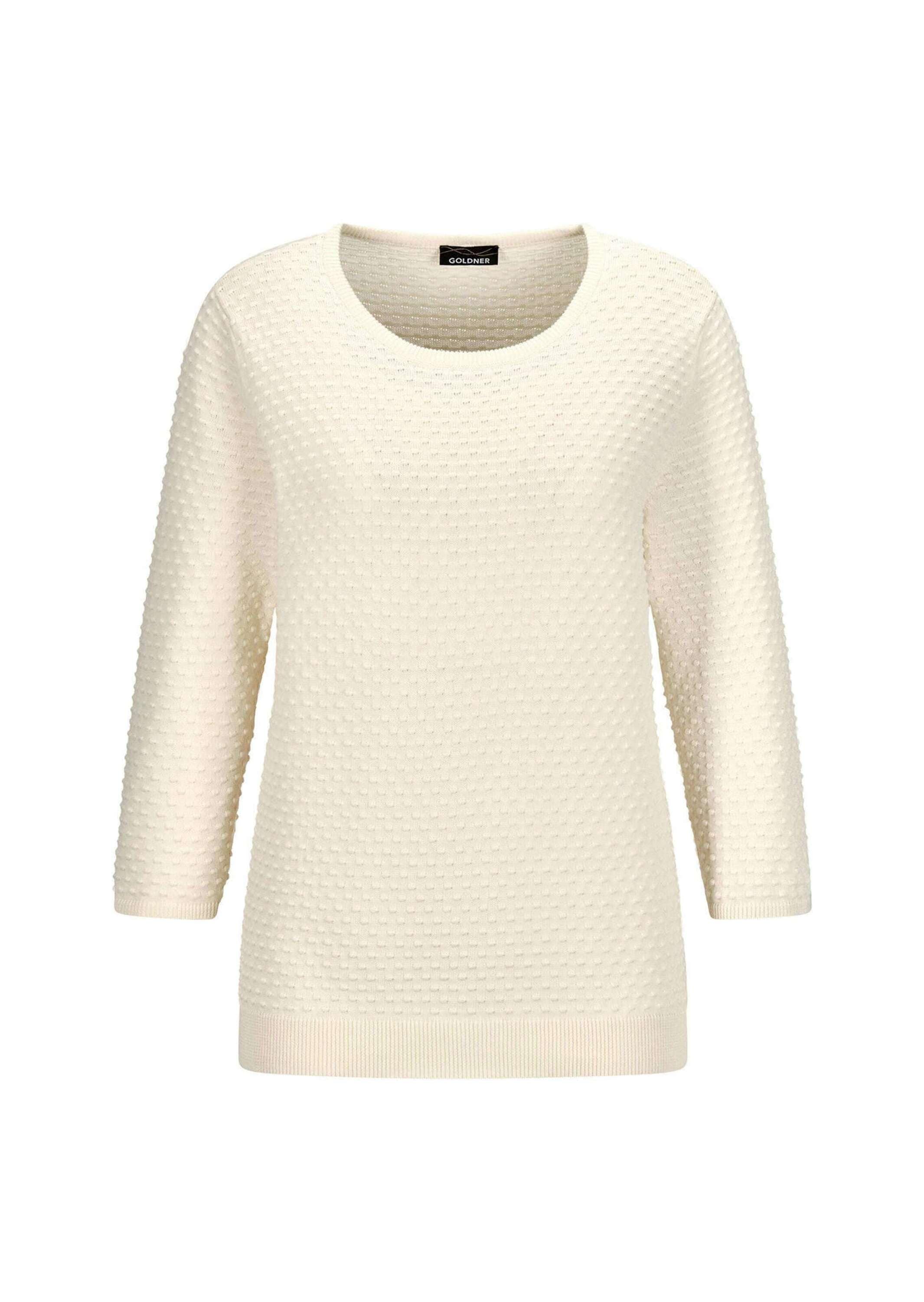 GOLDNER Rundhalspullover "Halbarm Baumwollpullover mit Struktur" günstig online kaufen