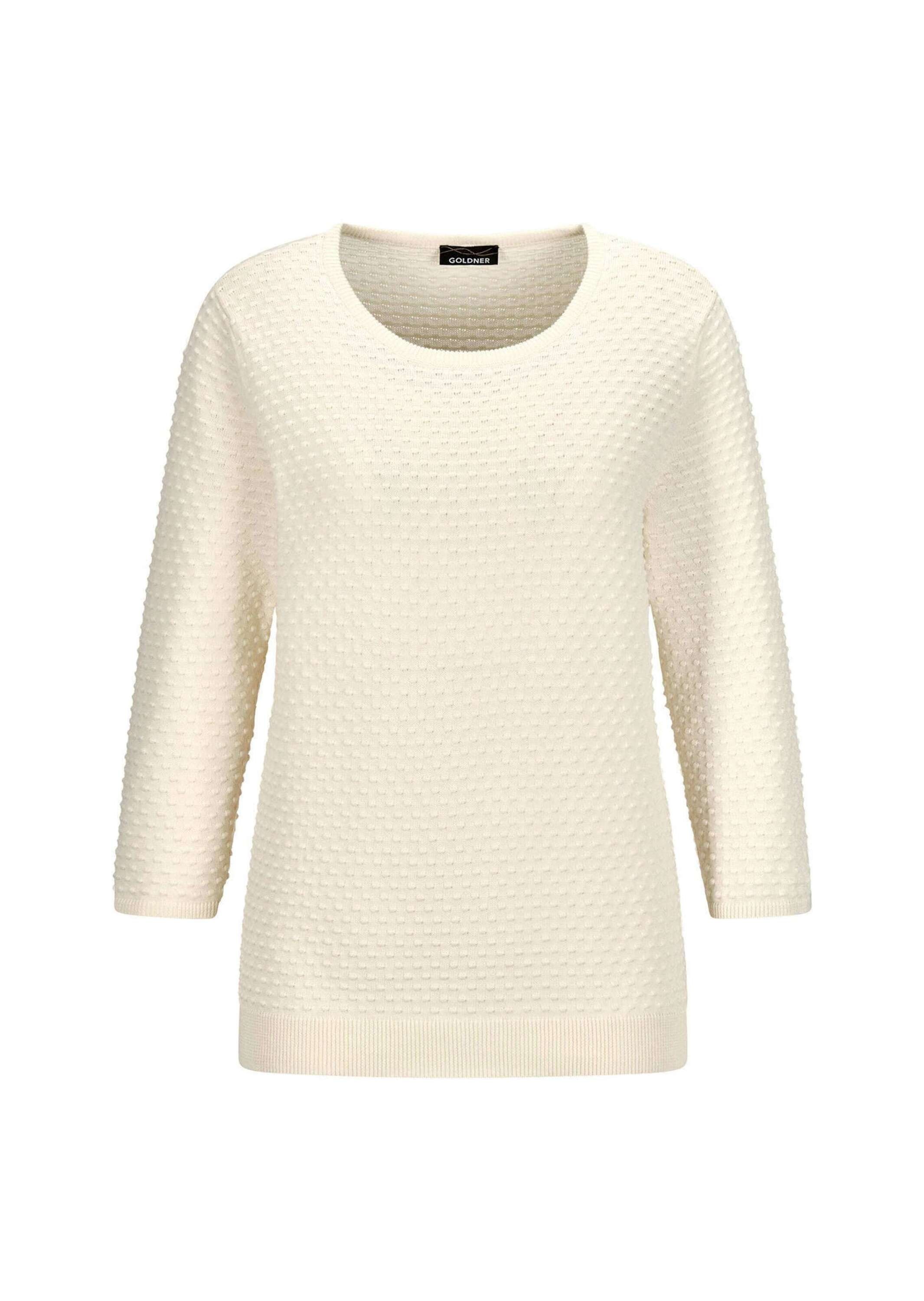 GOLDNER Rundhalspullover "Kurzgröße Halbarm Baumwollpullover mit Struktur" günstig online kaufen