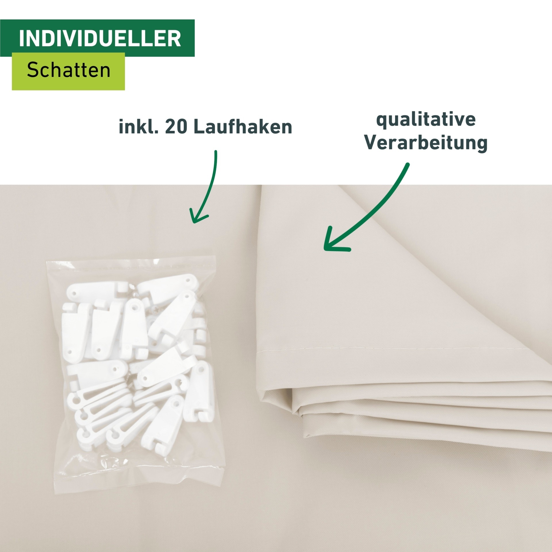 Windhager Sonnensegel für Seilspannmarkise, inklusive Laufhaken, 4,2x1,4 m