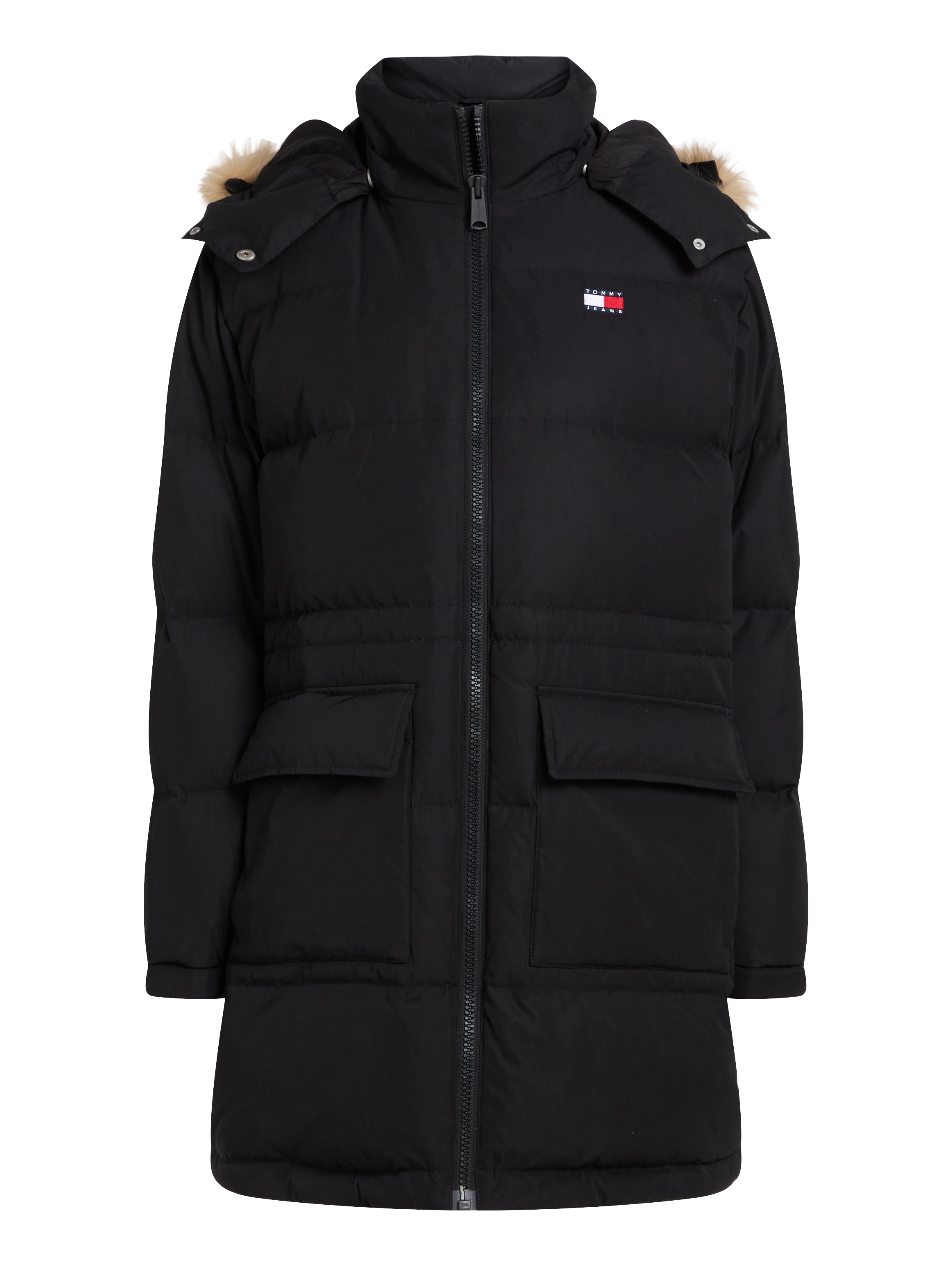 Tommy Jeans Steppjacke »TJW MIDI ALASKA FAUX FUR«, mit Kapuze, mit Fellimitat