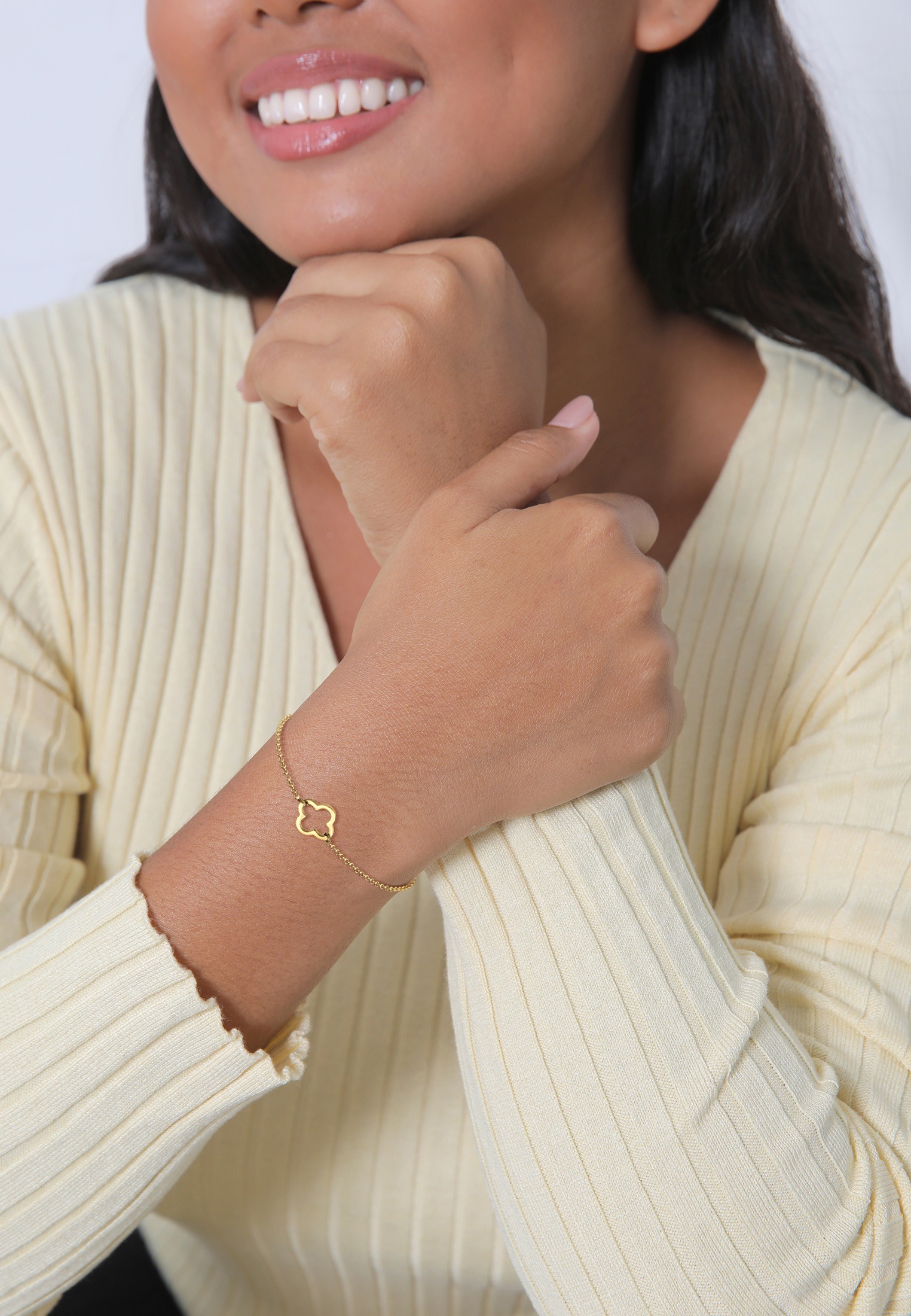 ELLI Kleeblatt Glücksbringer 925 Silber Bracelet Gold 16 3