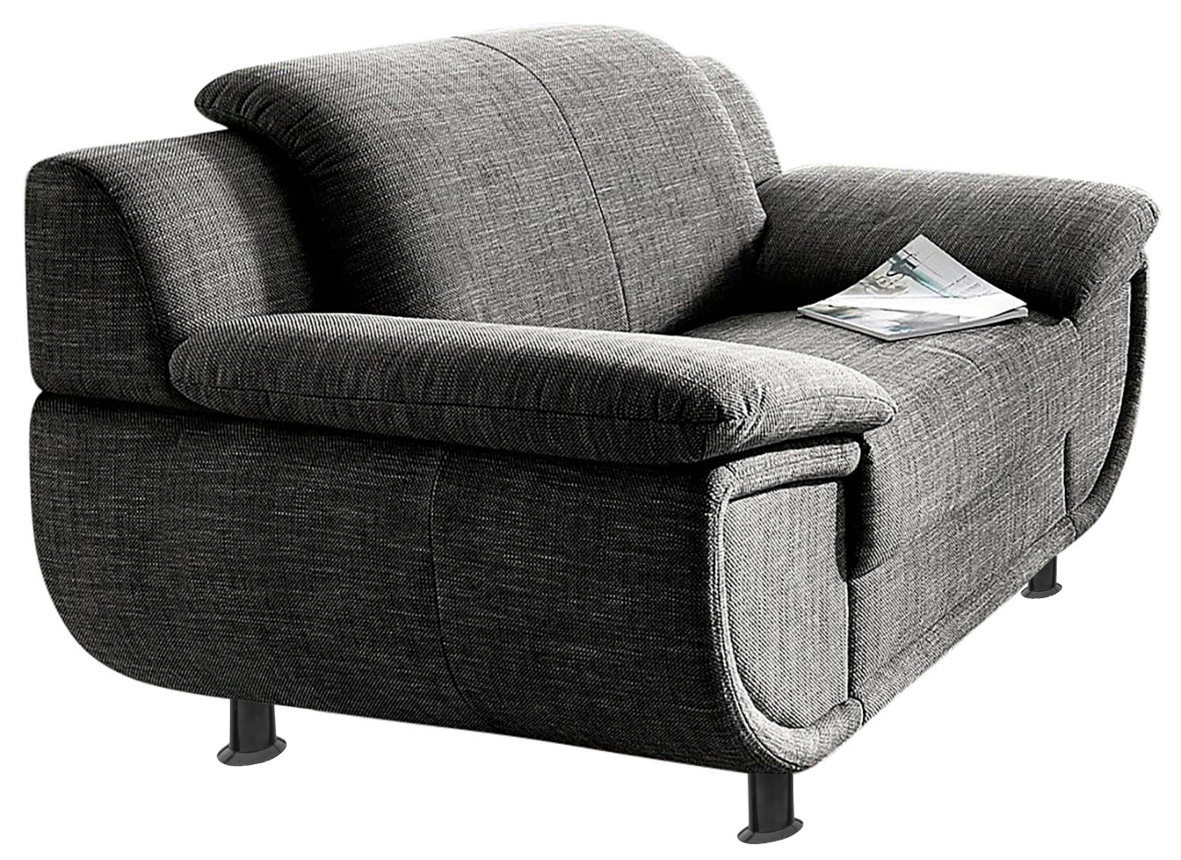 TRENDMANUFAKTUR Sessel »Rondo, Breite 121 cm, breite Armlehnen, Füße schwarz«