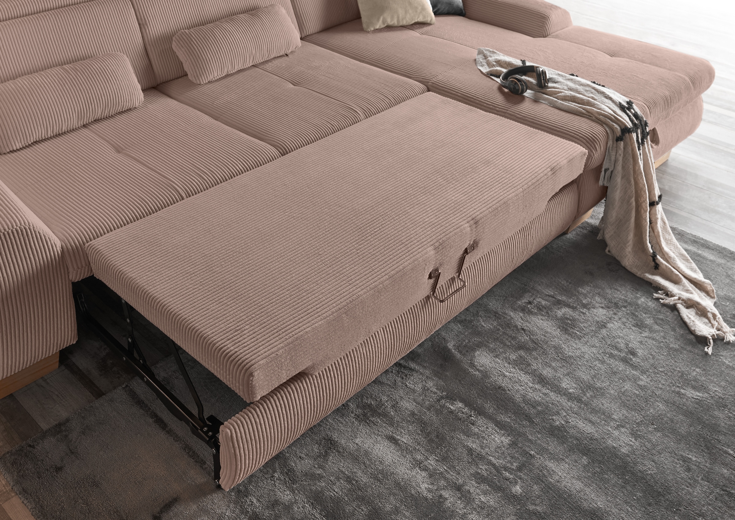 set one by Musterring Ecksofa »SO 3400«, mit Canape und verschiedenen Funktionen, Kaltschaum, B307 x T195 cm