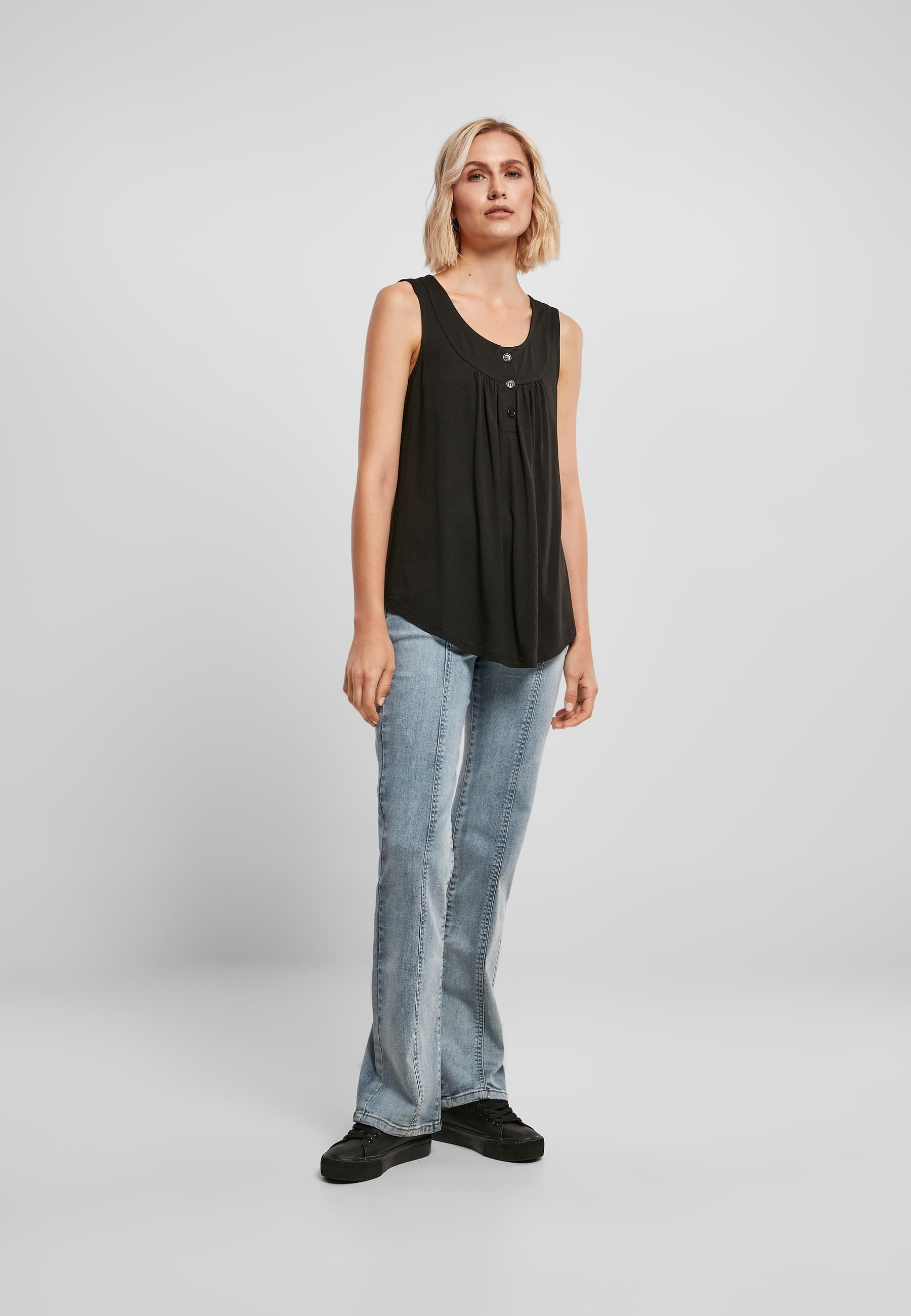 URBAN CLASSICS Muskelshirt »Urban Classics Damen Ladies Viscose Button Up Top«, (1 tlg.)