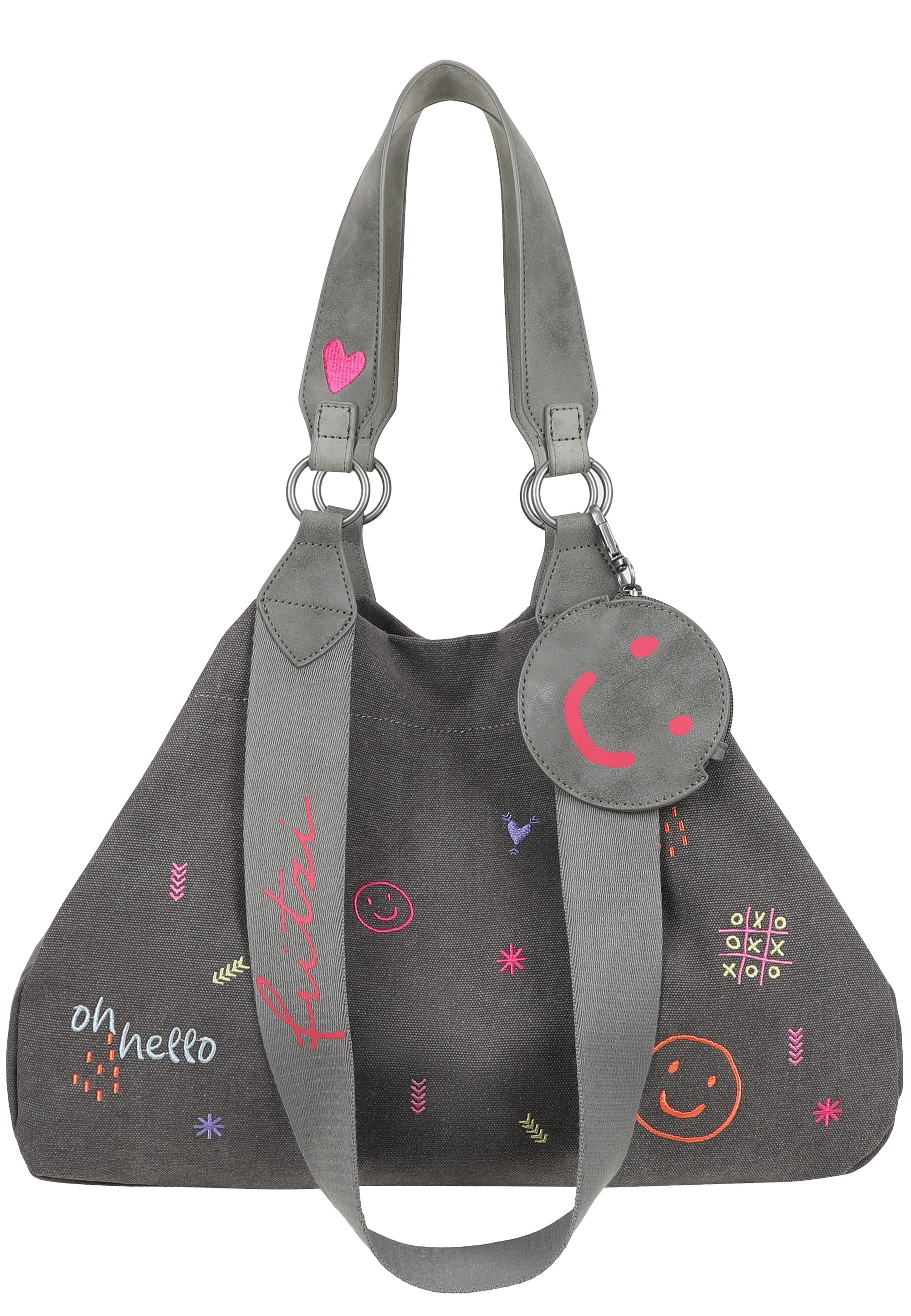 Fritzi aus Preußen Henkeltasche "Izzy Medium Limited Embro Fun" mit Stickdetails und Pocket-Anhänger