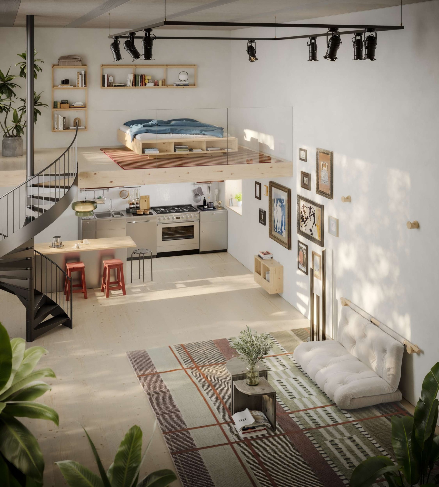 Karup Design Schlafsofa »Hooked Schlafsessel, Sitz- und Schlafplatz, Wandmontiert, platzsparend«, Futonmatratze inkl. Halterungsset aus FSC®-zertifiziertem Massivholz