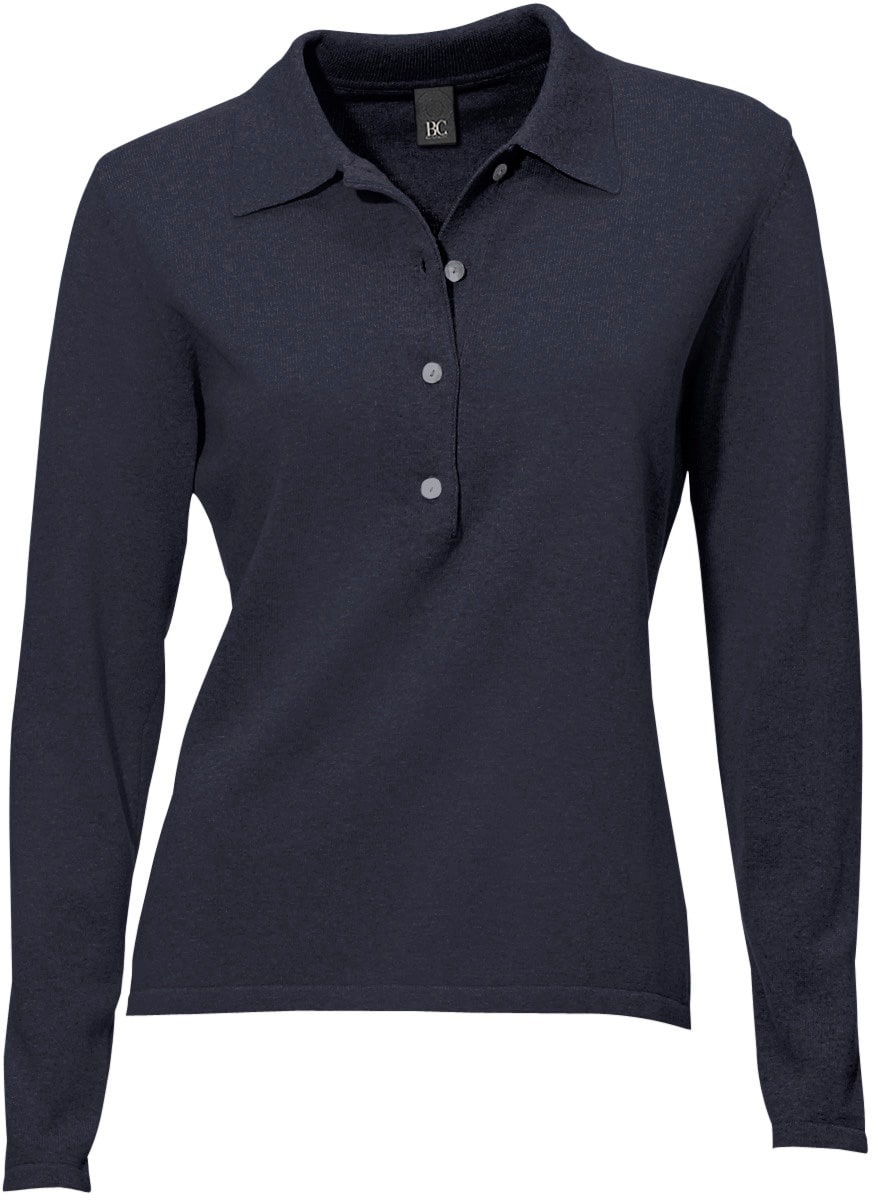 Polokragenpullover HEINE "Polopullover", Damen, Gr. 36, blau (marine), 100% Baumwolle, unifarben, Pullover 3