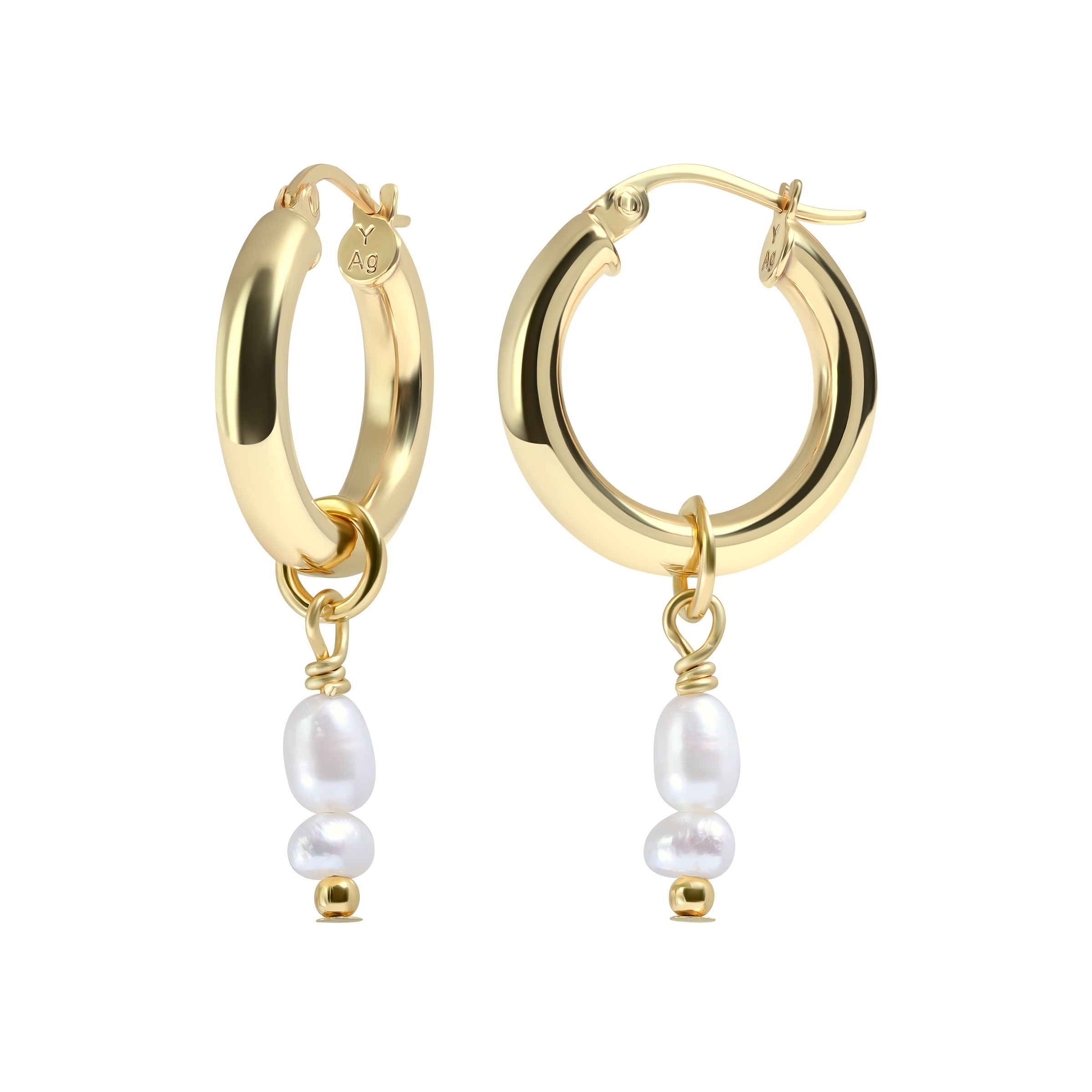 FIRETTI Multipack Hoop Earrings Yellow Gold/White 17mm 3