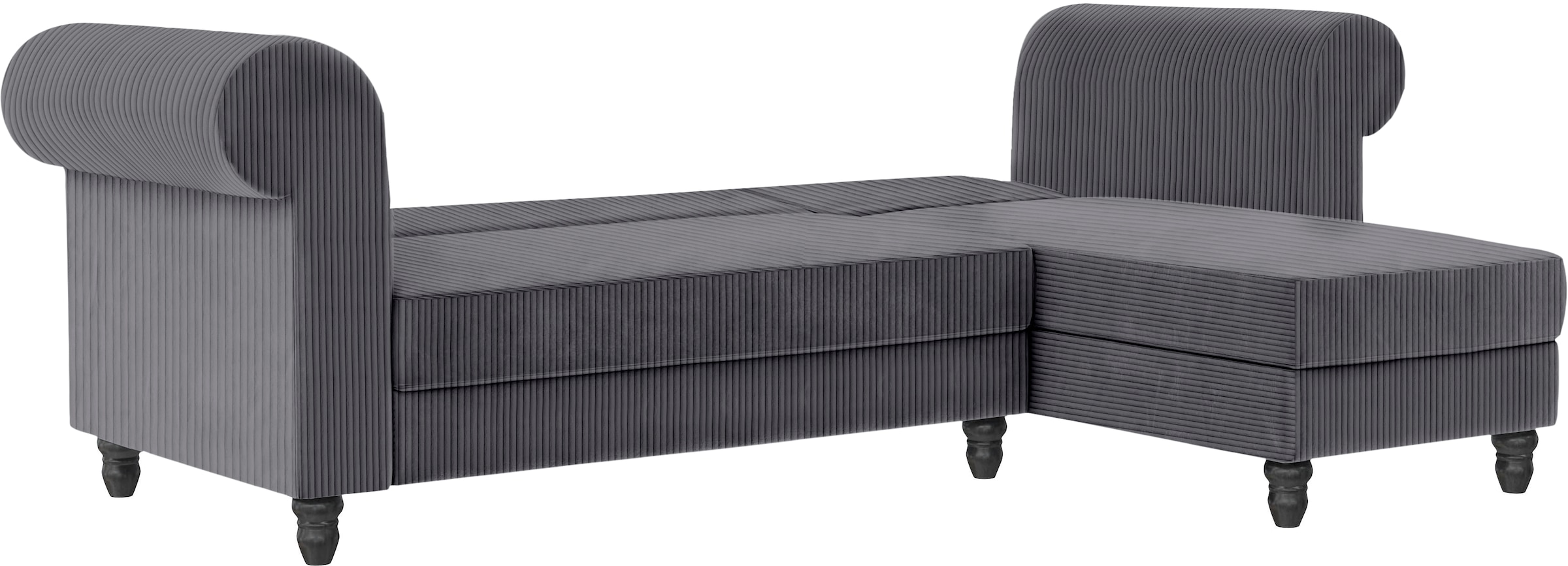 Dorel Home Ecksofa »Felix II, L-Form, Schlafsofa 241cm (Liegefl. 108/195 cm),«, verstellb. Rückenlehne, Recamiere wechselbar, Cord