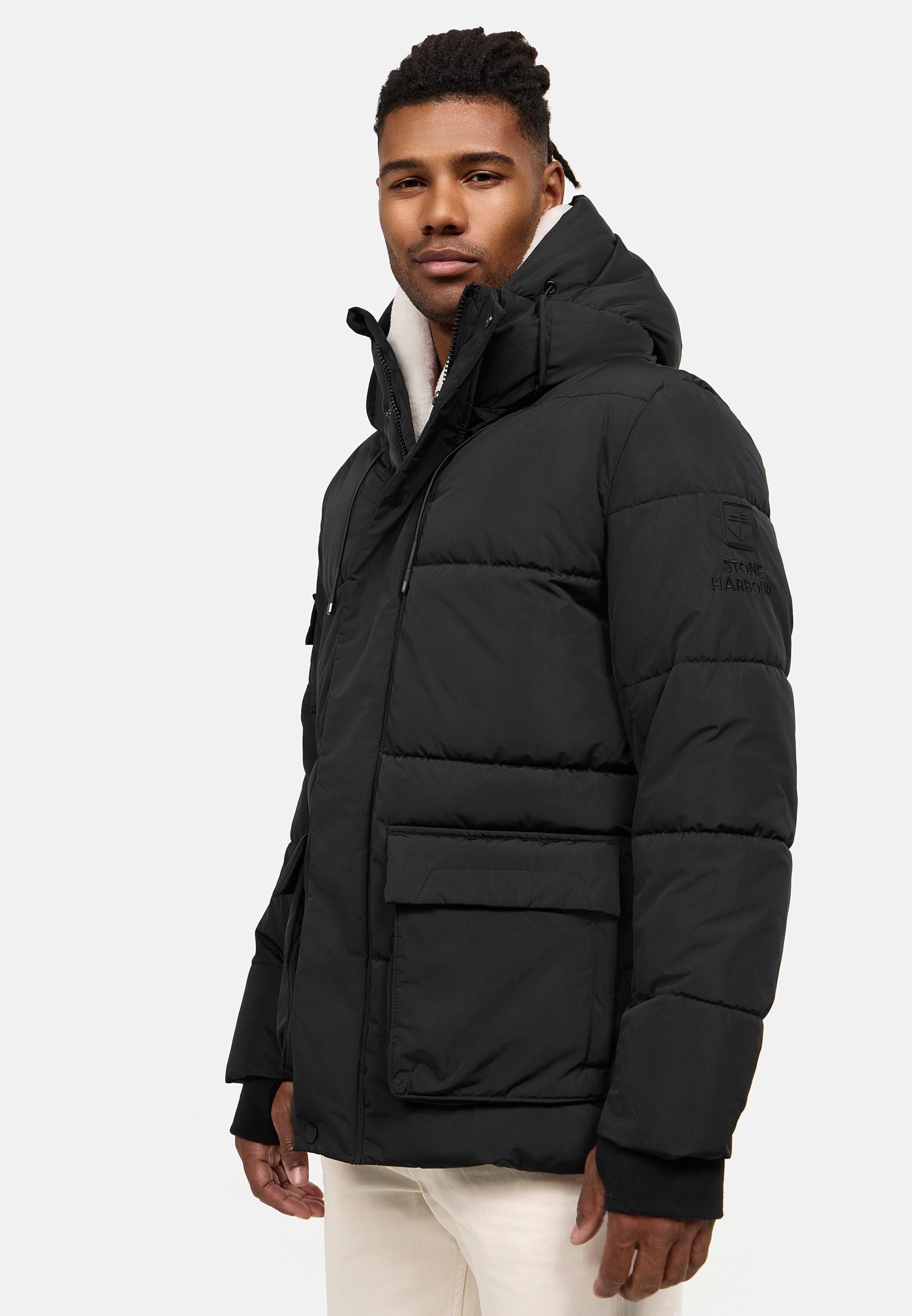 Stone Harbour Winterjacke »Lauroo XX«, mit Kapuze, urbane Herren Steppjacke mit kuscheligem Kunstpelz-Kragen