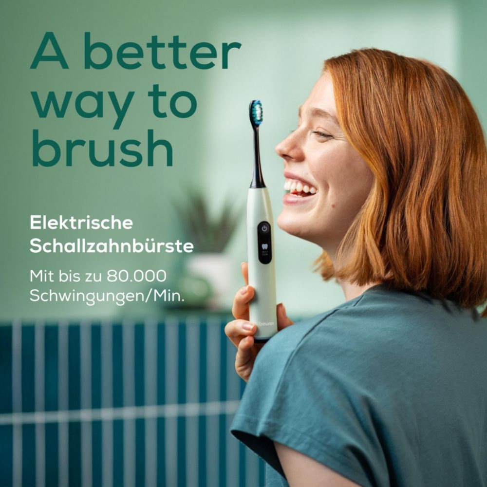 BEURER Elektrische Zahnbürste »SC 50«, 2 St. Aufsteckbürsten, Mit Andrucksensor, 80.000 Schwingungen/Min und 2-Minuten Timer