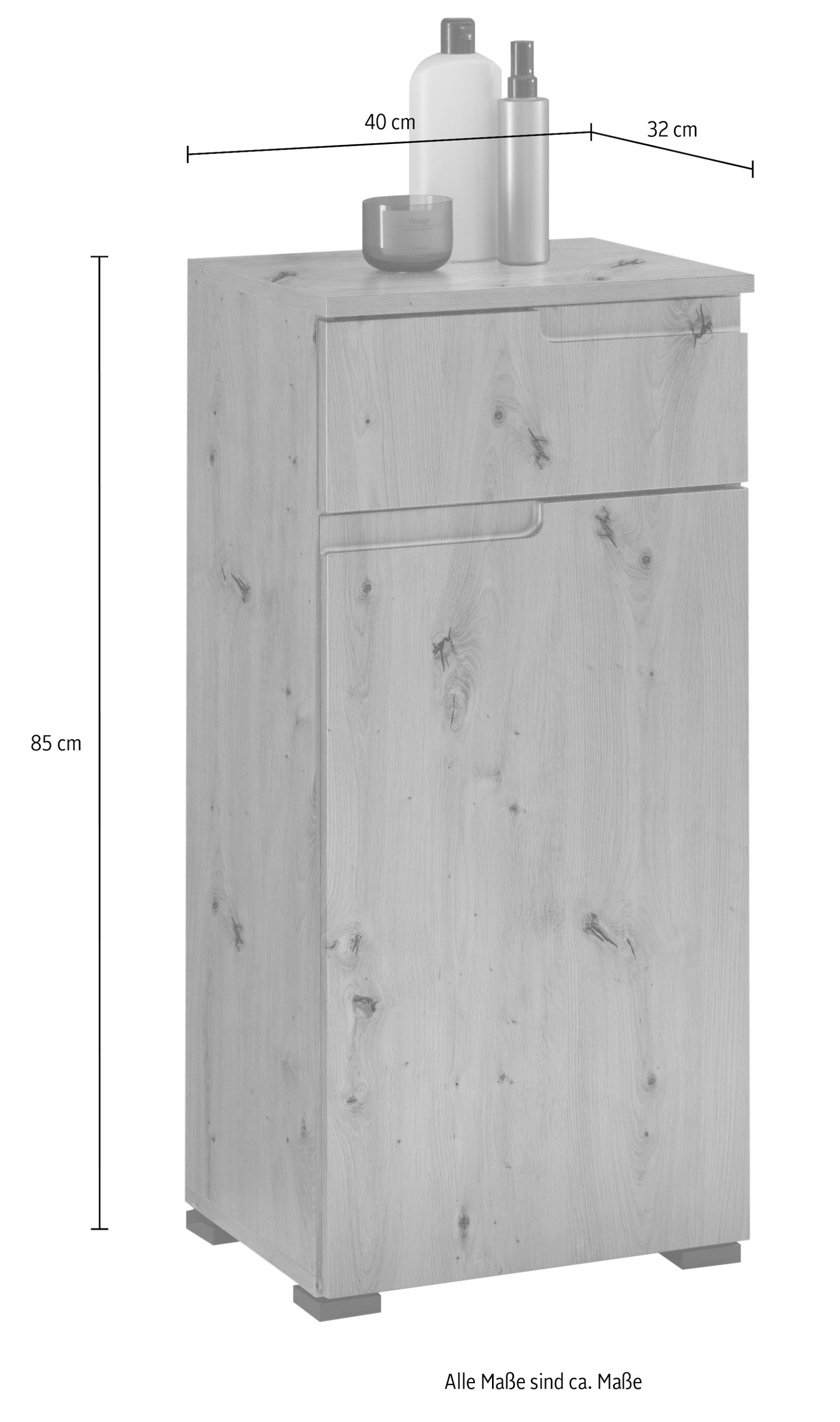 BASIC by Balculina Midischrank »Spice, Badezimmerschrank BxTxH 40x85x32 cm«, (1 St.), Breite 40 cm, Griffmulden