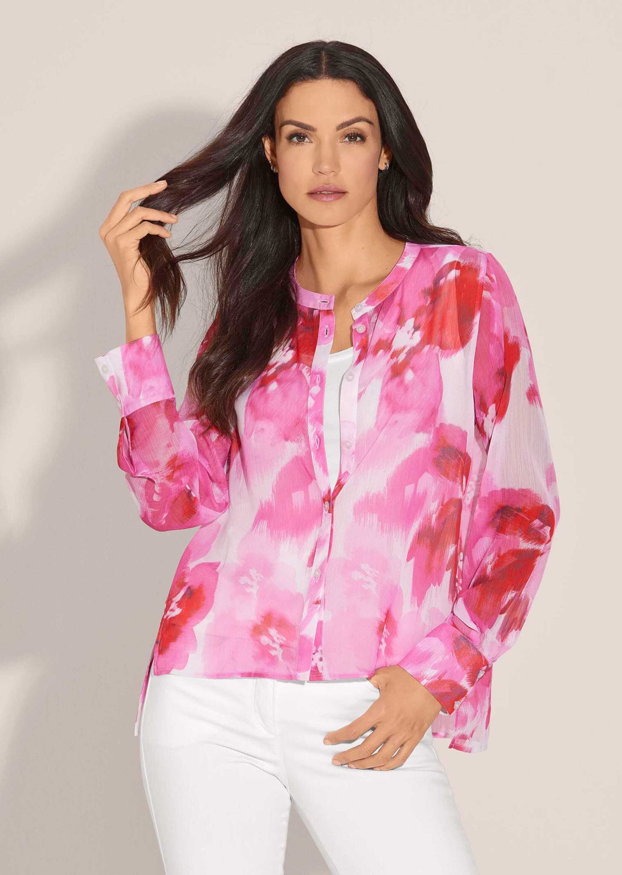 Thumbnail - MADELEINE Langarmbluse "Bluse Rundhals-Bluse mit Unikat-Print"