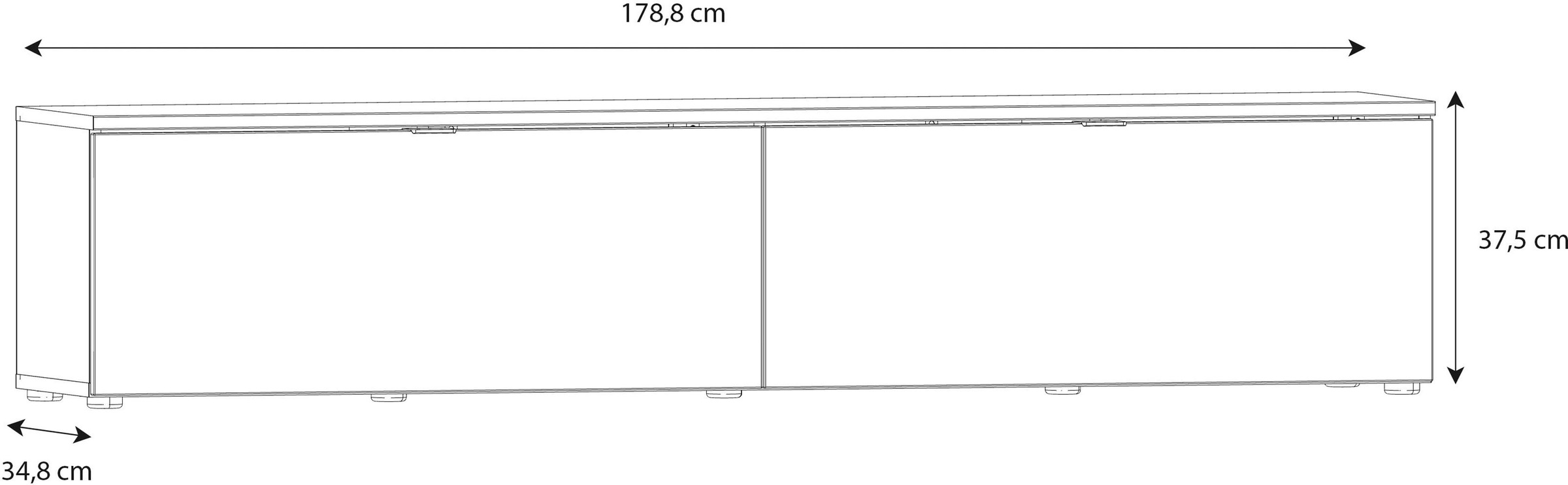 FORTE Lowboard »LibertadTV-Board, TV-Schrank« großes TV Board, erweiterbar, Wandmontage, Metallgriff