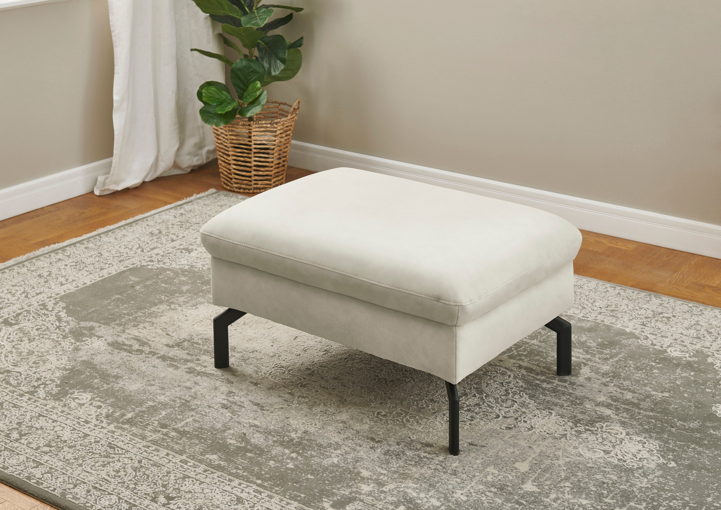 Die PlanBar Hocker »PN-EM20028 Breite 87 cm«, hochwertiges Glattleder, stylische Metallfüße