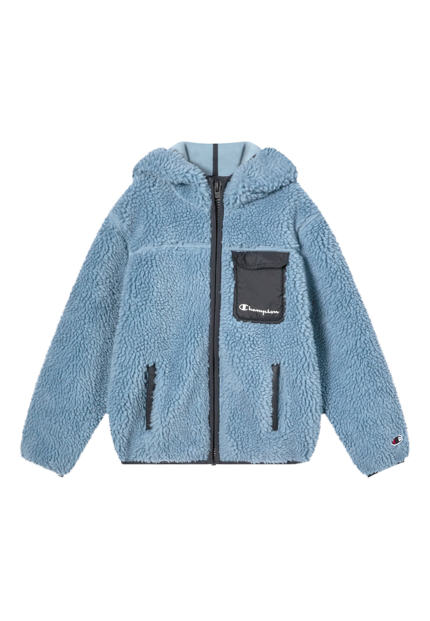 Champion Fleecejacke »Polar Hooded Full Zip Top« Kuschelig weiches Teddyfleece, Moderne Kontrastdetails aus Nylon