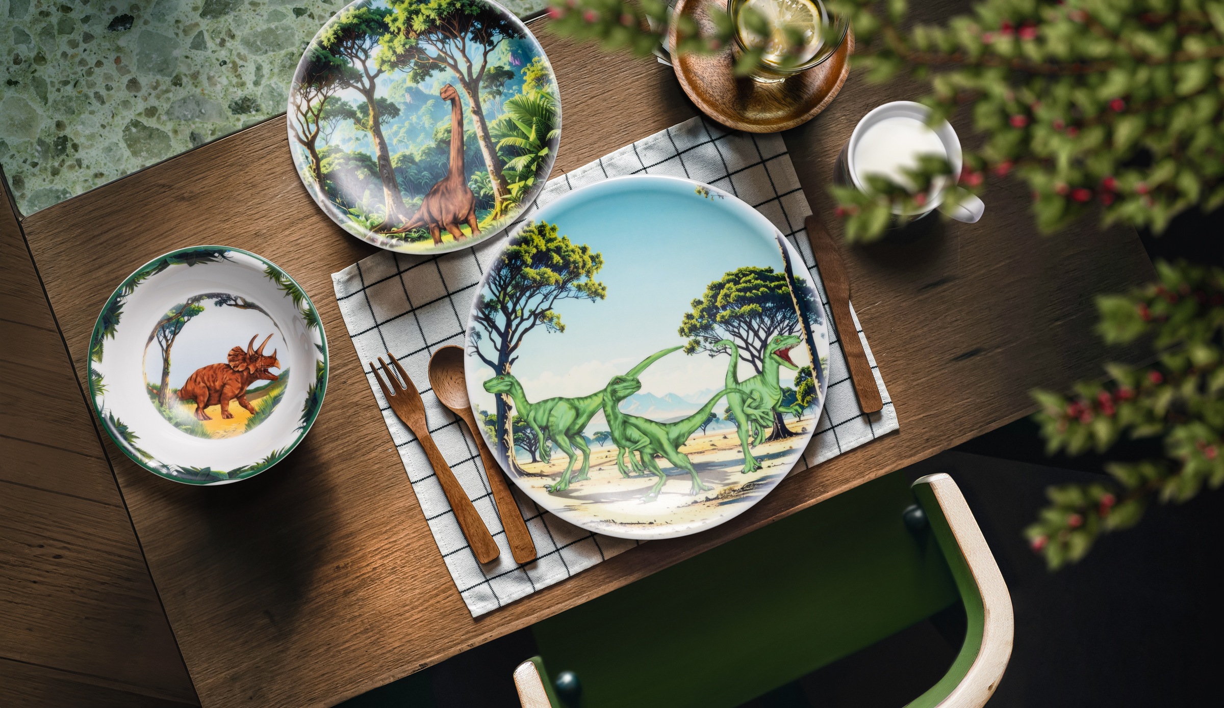 Seltmann Weiden Frühstücksteller »Teller rund 19 cm« Frühstücksteller mit Dino - Design