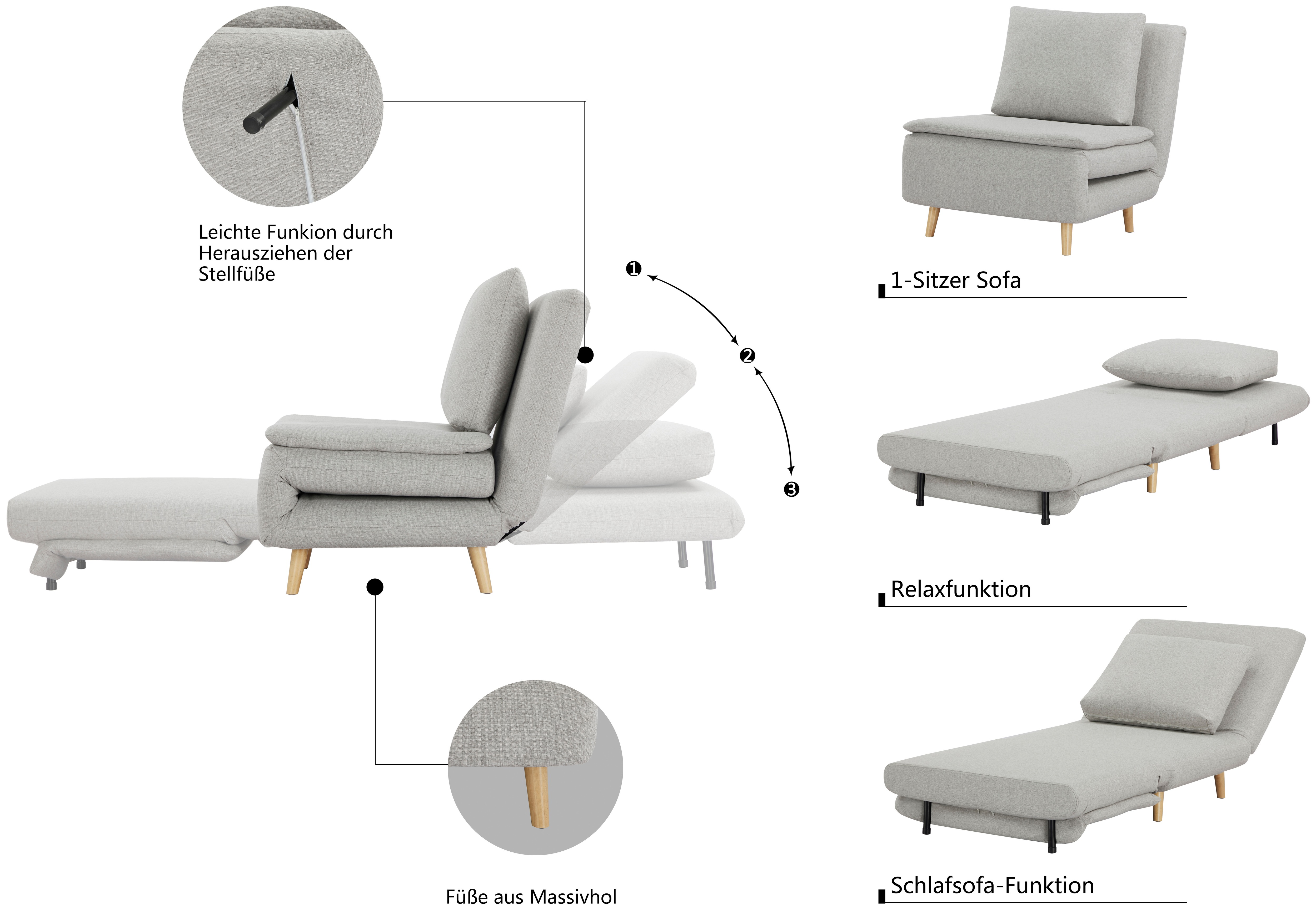 Thumbnail - OTTO home Sessel "AINSLEY - OTTO. Verlässliche Qualität." wandelbar zum Gästebett, Schlafsofa, Webstoff u. Cord-Bezug