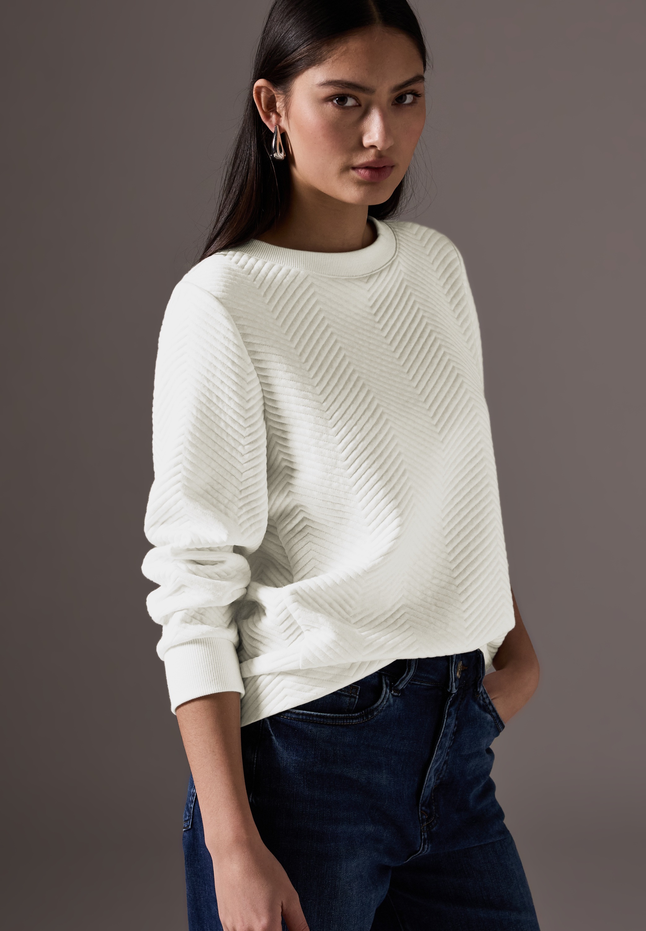 STREET ONE STUDIO Langarmshirt aus softem Materialmix günstig online kaufen