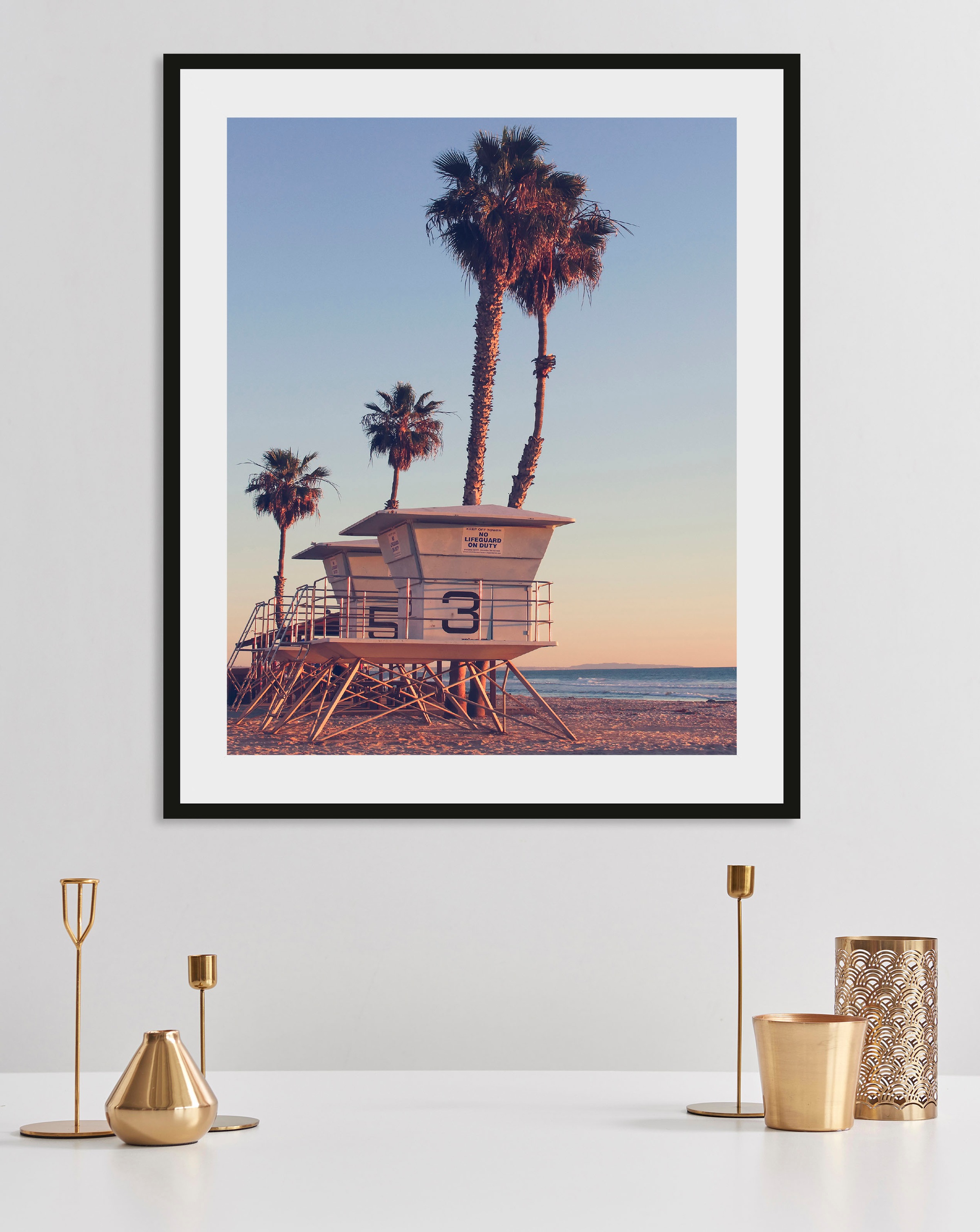 queence Bild »Denise«, Strand-Meer-Meer Bilder-Foto-Palmen-Himmel, (1 St.), HD Premium Poster-Druck inkl. Holzrahmen