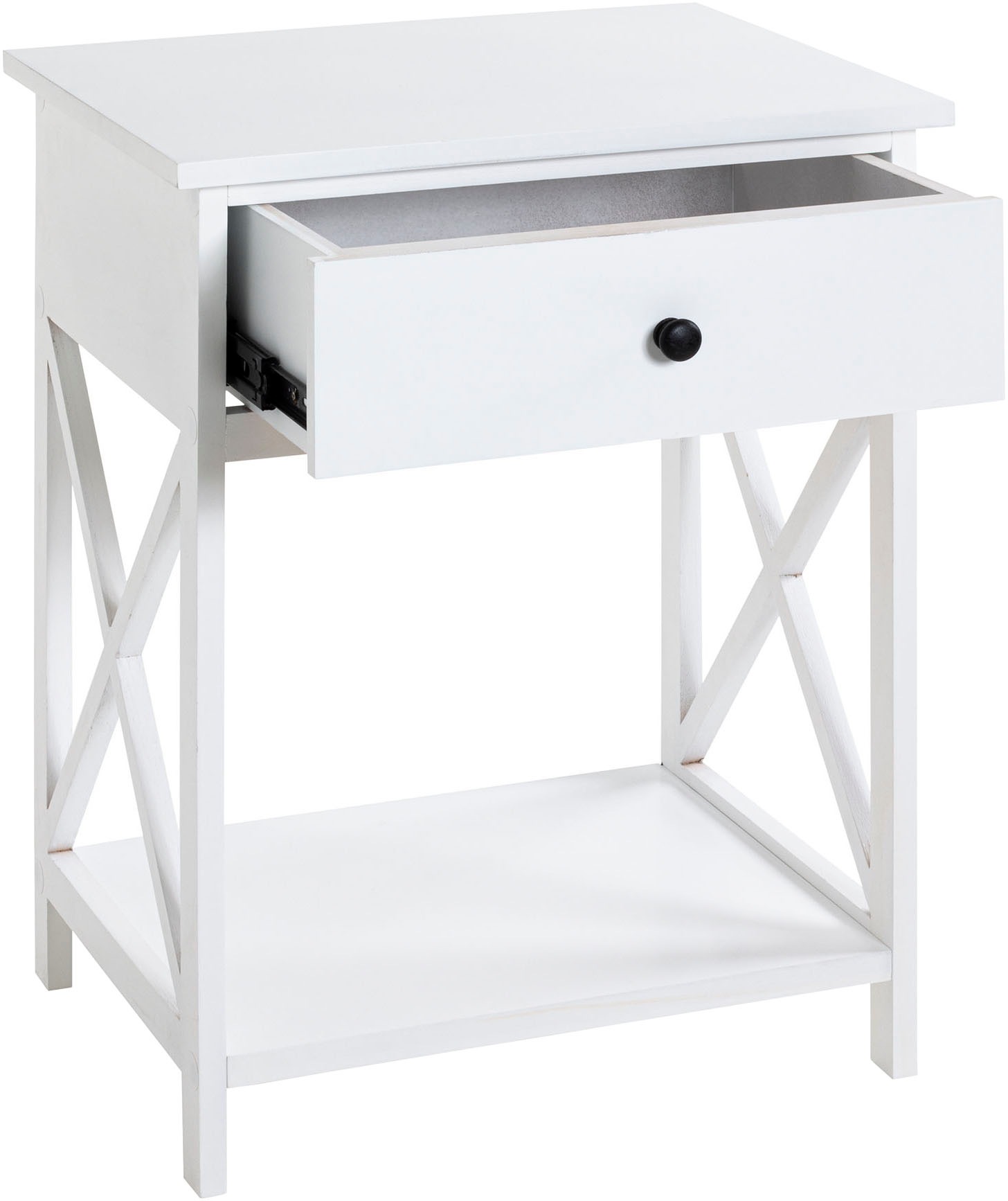 HAKU Beistelltisch »Nachtkonsole, Sofatisch, Wohnzimmertisch« 1 Stk. tlg. rechteckig - aus Massivholz Weiß B/T/H 46/35/60 cm