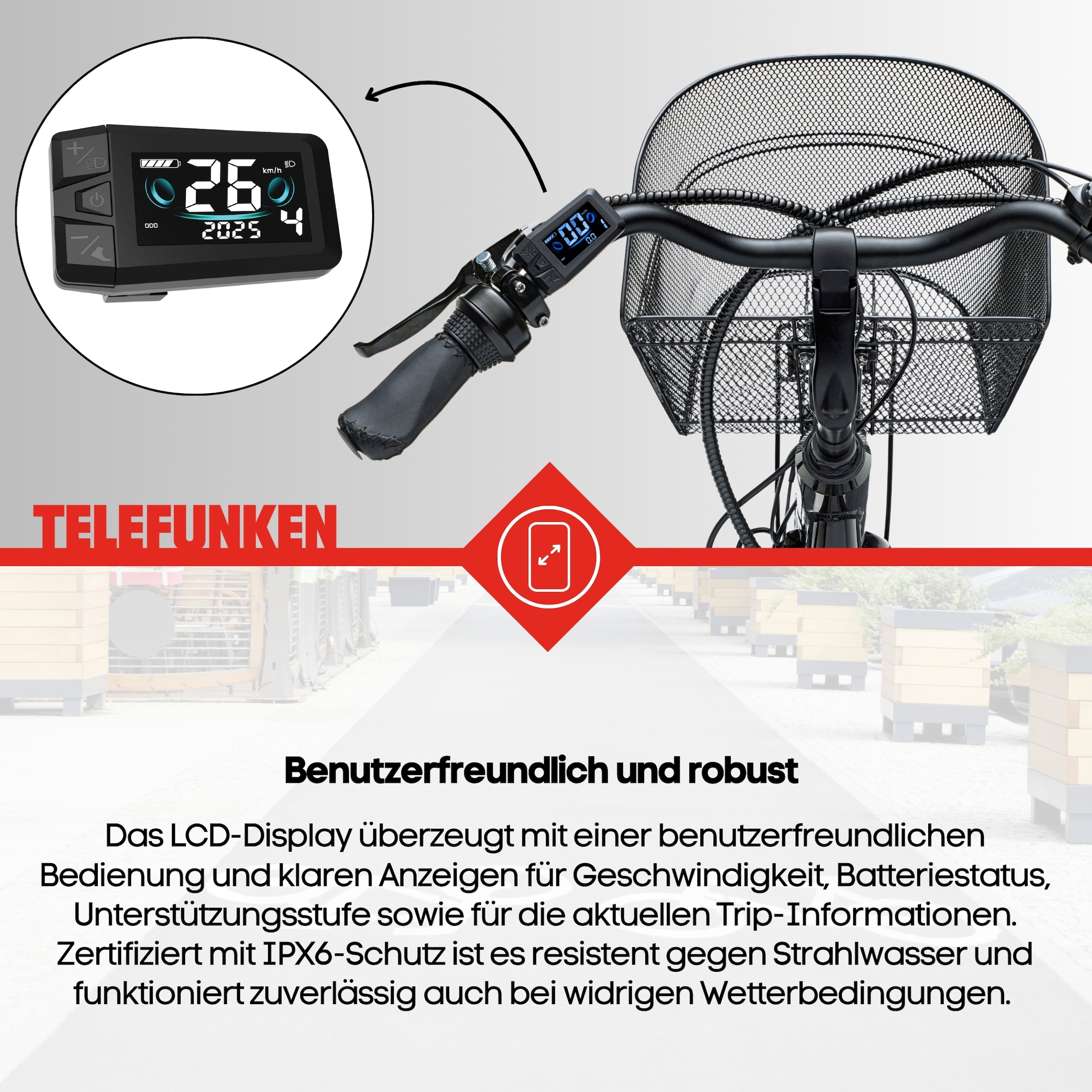 Telefunken »TC550« 3 Gang Shimano Nexus Schaltwerk Nabenschaltung Frontmotor 250 W tiefer Einstieg, Pedelec, inkl. Einkaufskorb