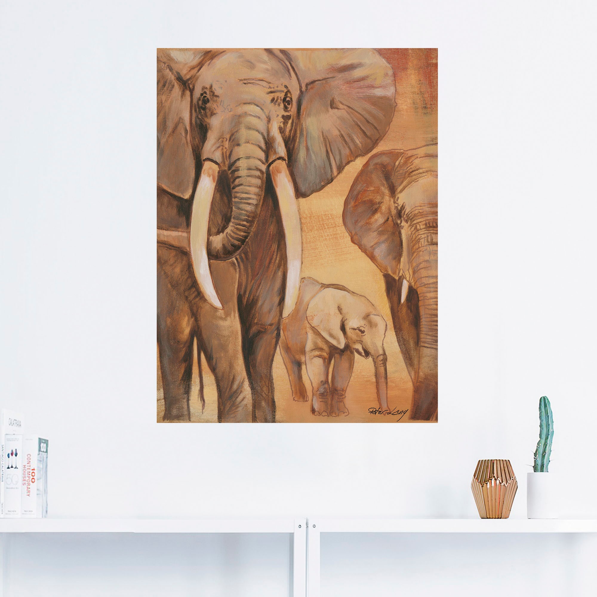 Artland Leinwandbild »Elefanten I«, Wildtiere, (1 St.), auf Keilrahmen gespannt