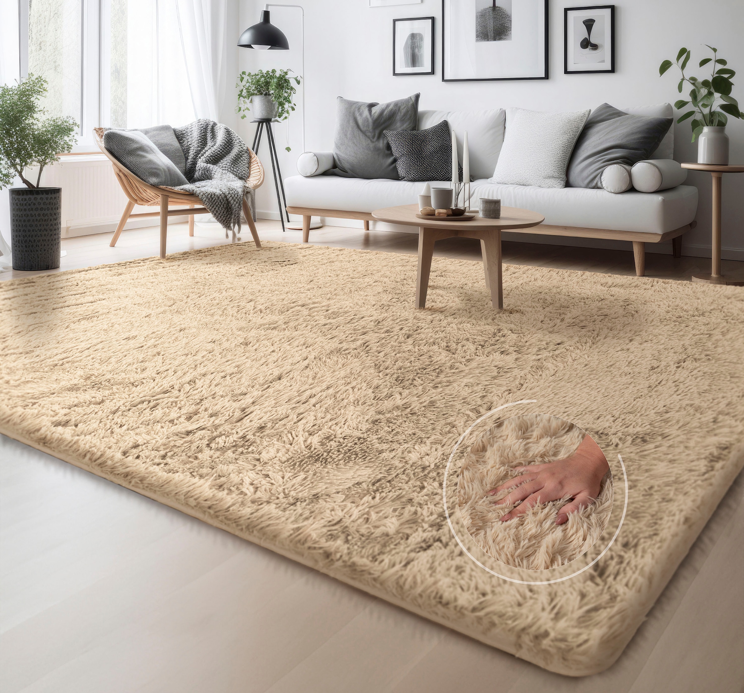 my home Hochflor-Teppich "Serville" rechteckig 37 mm Höhe Kuschelteppich, U günstig online kaufen