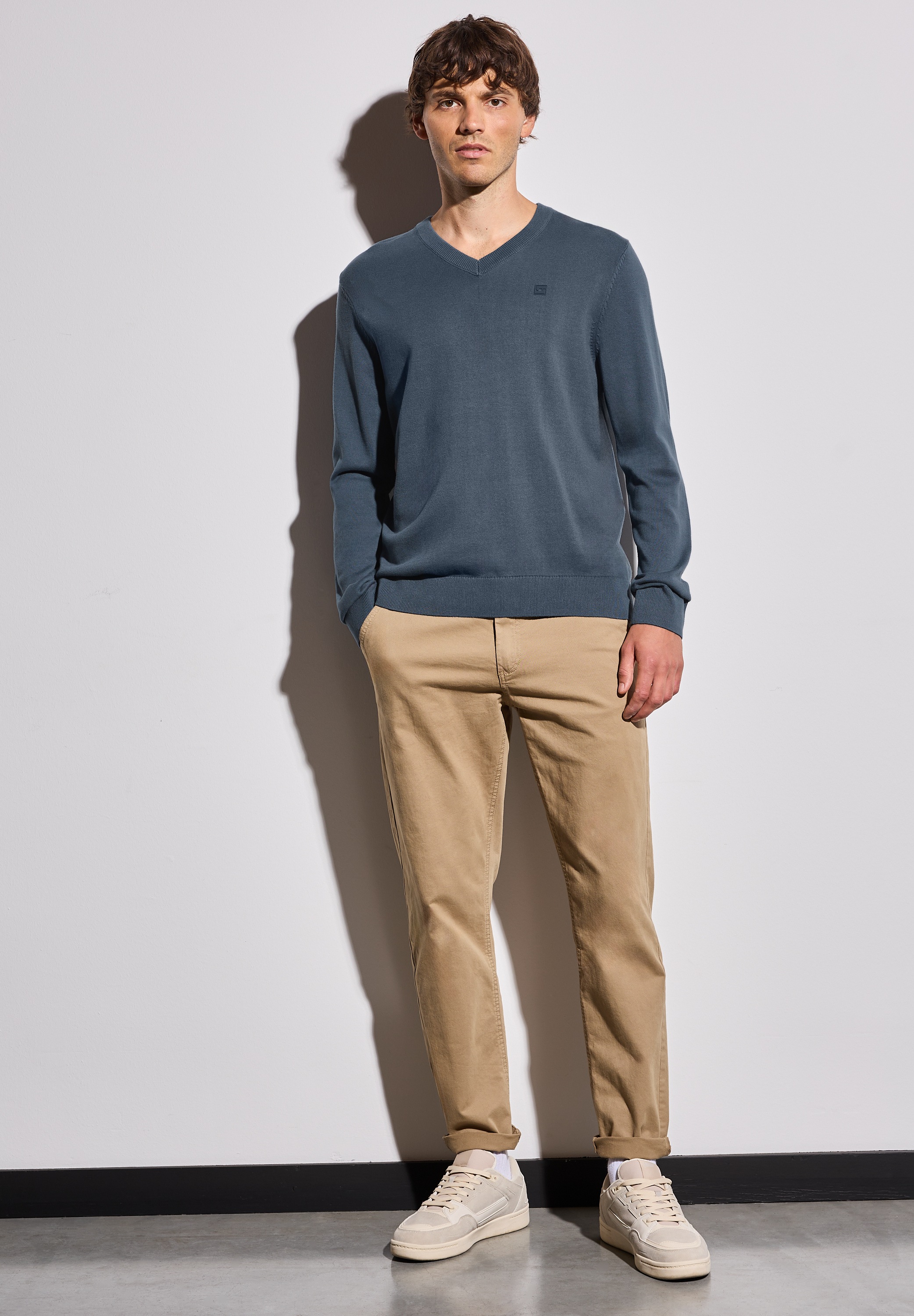 STREET ONE MEN Strickpullover, aus reiner Baumwolle