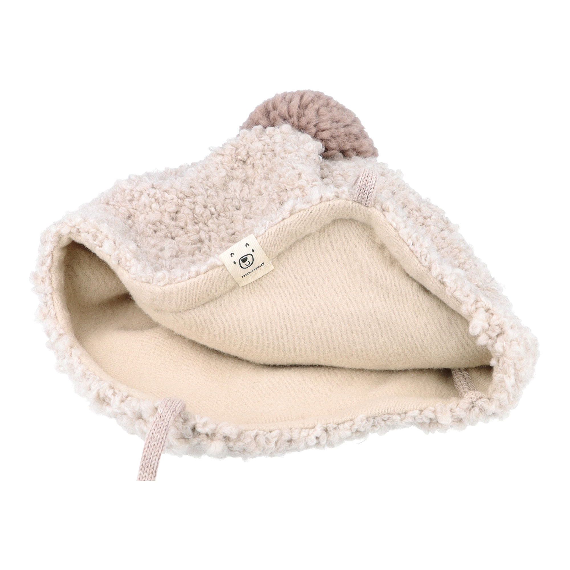 Thumbnail - MAXIMO Strickmütze hoher Wollanteil, gefüttert, Bommel, zum Binden