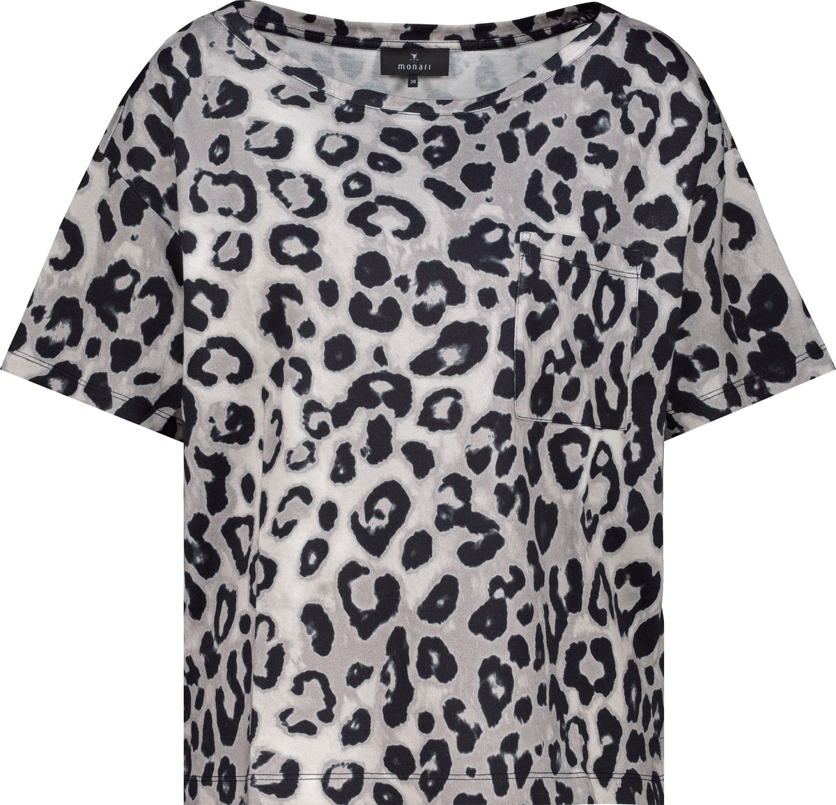 Monari T-Shirt »Shirt Leodruck Allover«, Mit U-Boot-Ausschnitt
