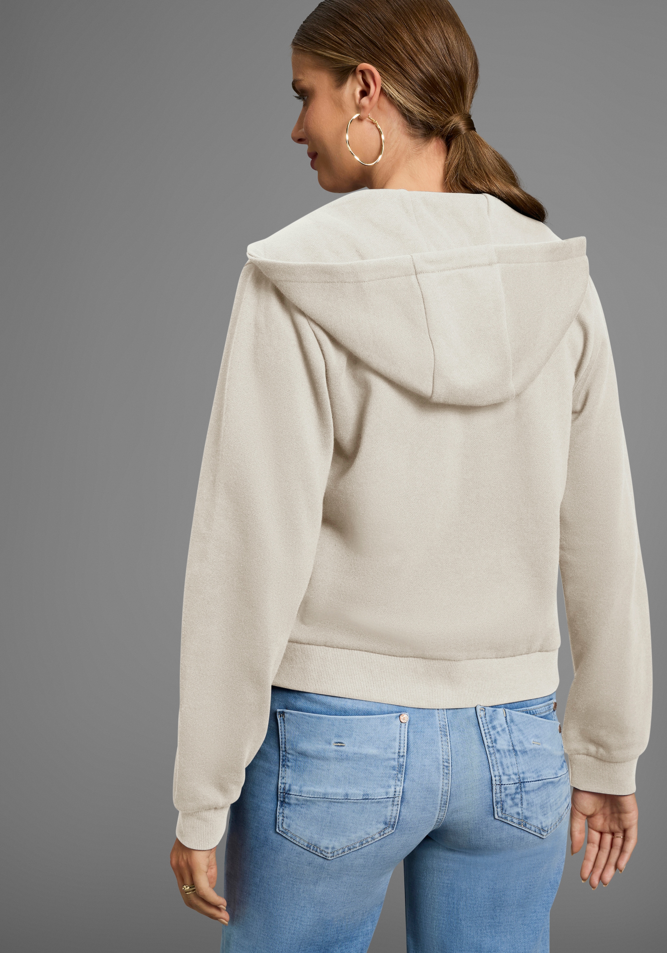 DELMAO Kapuzensweatjacke , mit Reißverschluss, Kapuze & Kängurutasche
