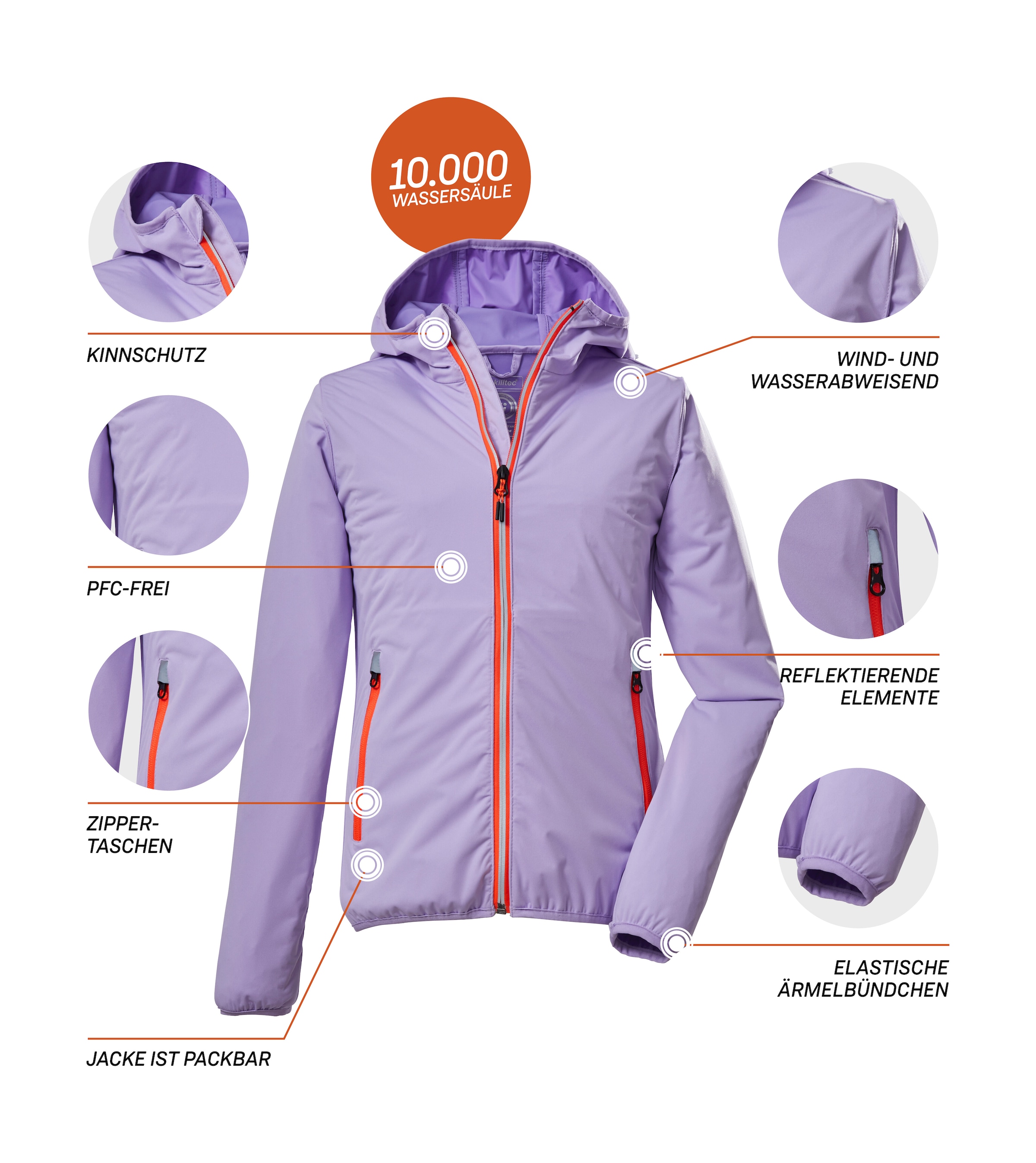 Killtec Outdoorjacke »KOS 229 GRLS JCKT«, Packbare, wasserdichte Kinderjacke mit Kapuze