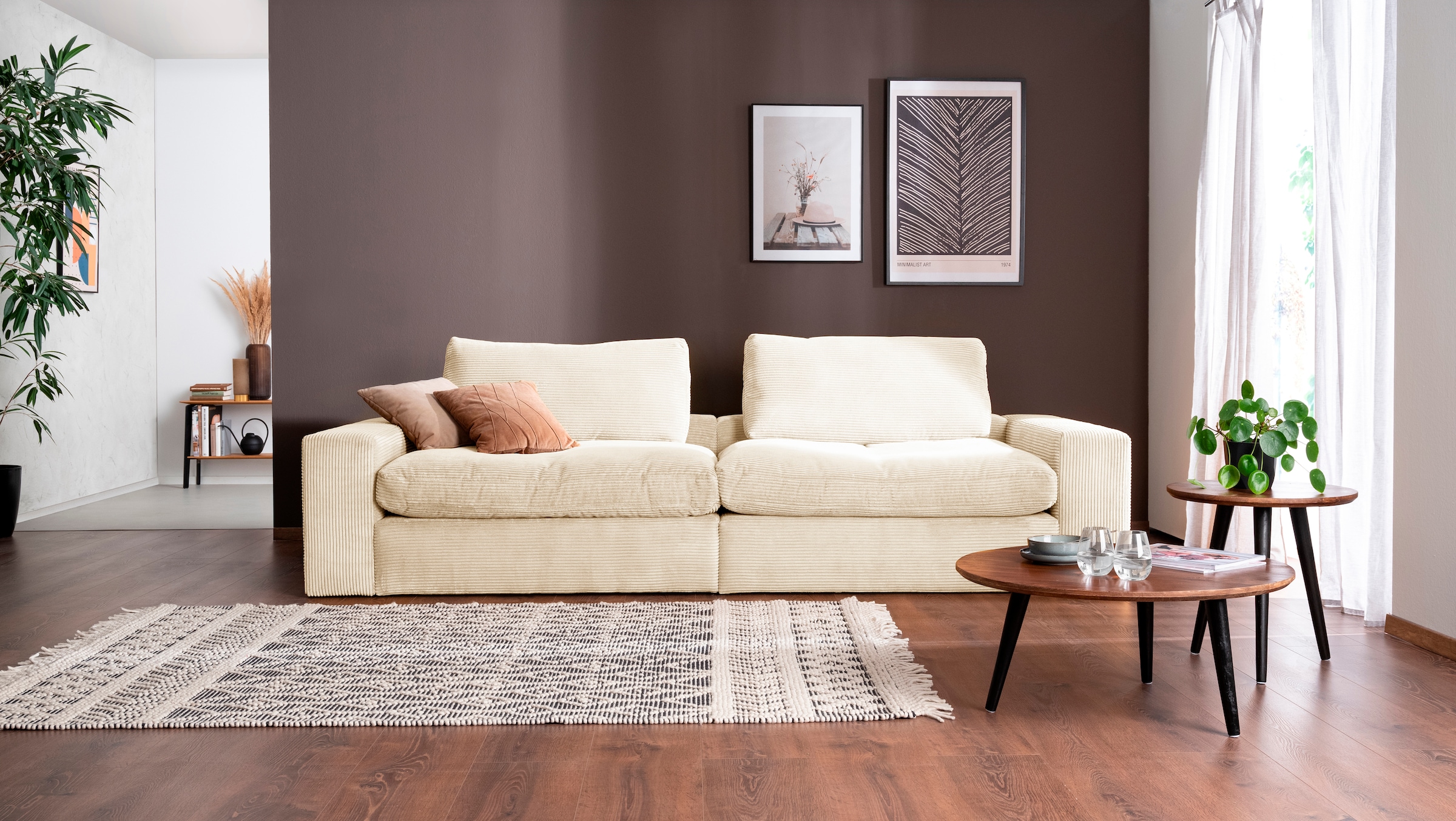 alina Big-Sofa "Sandy", in Cord, mit losen Sitz und Rückenkissen günstig online kaufen