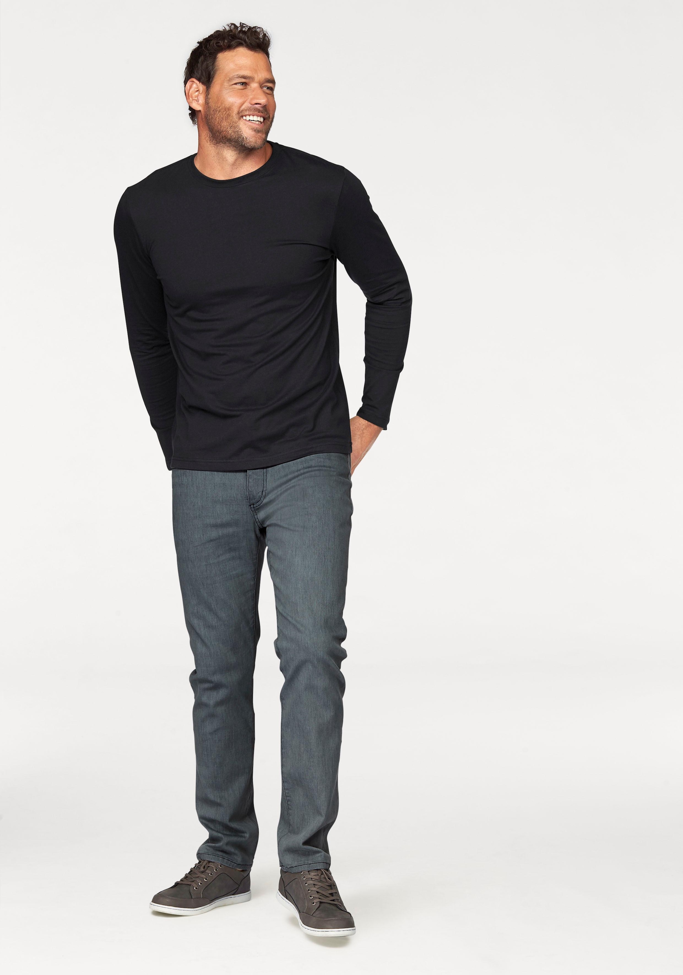 Man's World Langarmshirt »neue Farbe !«, (3er-Pack), Langarm, unifarben, aus Baumwolle, im 3er-Pack