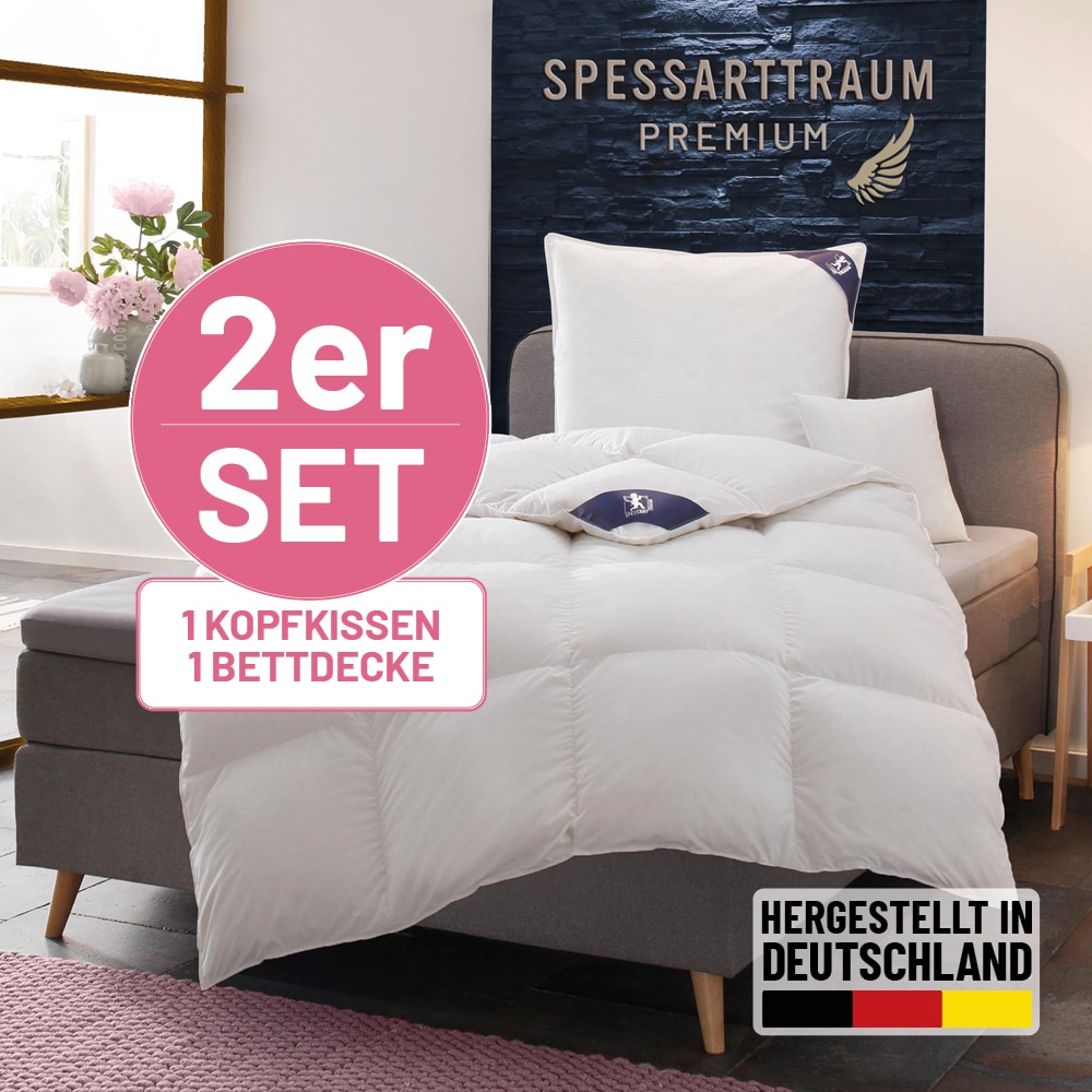 SPESSARTTRAUM Gänsedaunenbettdecke + Kopfkissen "Premium******" Sparset: 4 Wärmeklassen, 135x200 cm & 155x220 cm