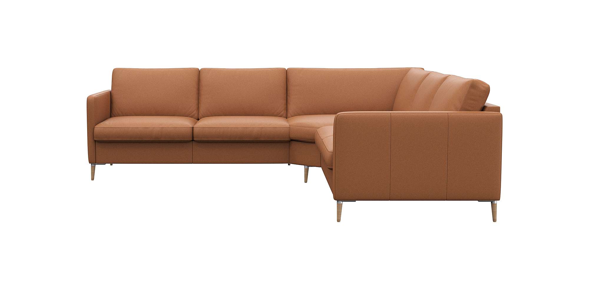 FLEXLUX Ecksofa "Fiore, gleichschenklig, bequem durch hochwertigem Sitzaufbau" schmale Armlehnen, Kaltschaum, Füße Alu+ Eiche