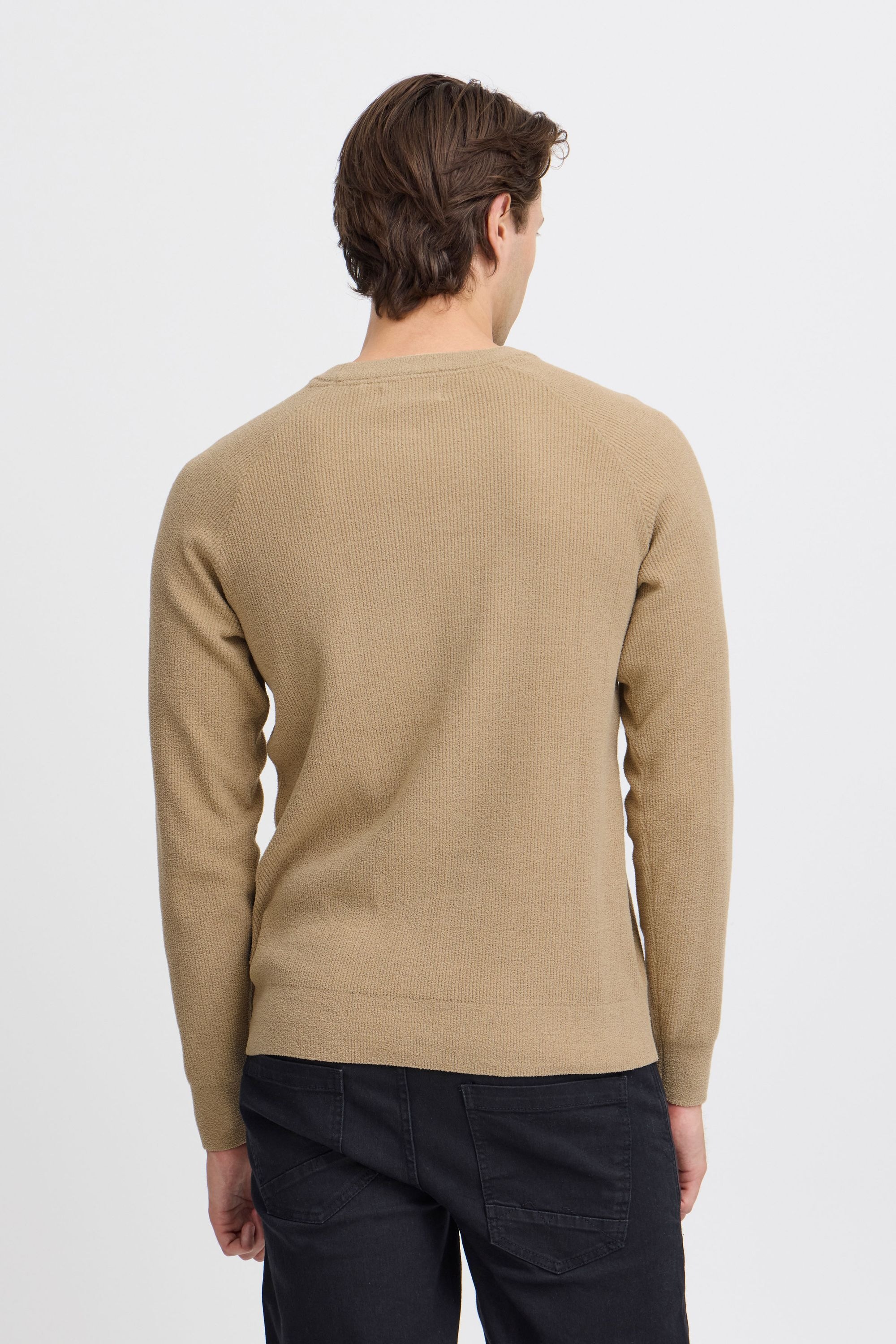 Strickfleece-Pullover BLEND "Strickpullover BHPullover", Herren, Gr. L, beige (cornstalk), Obermaterial: 85% Polyester PES. 15% Polyamid PA., Pullover 6