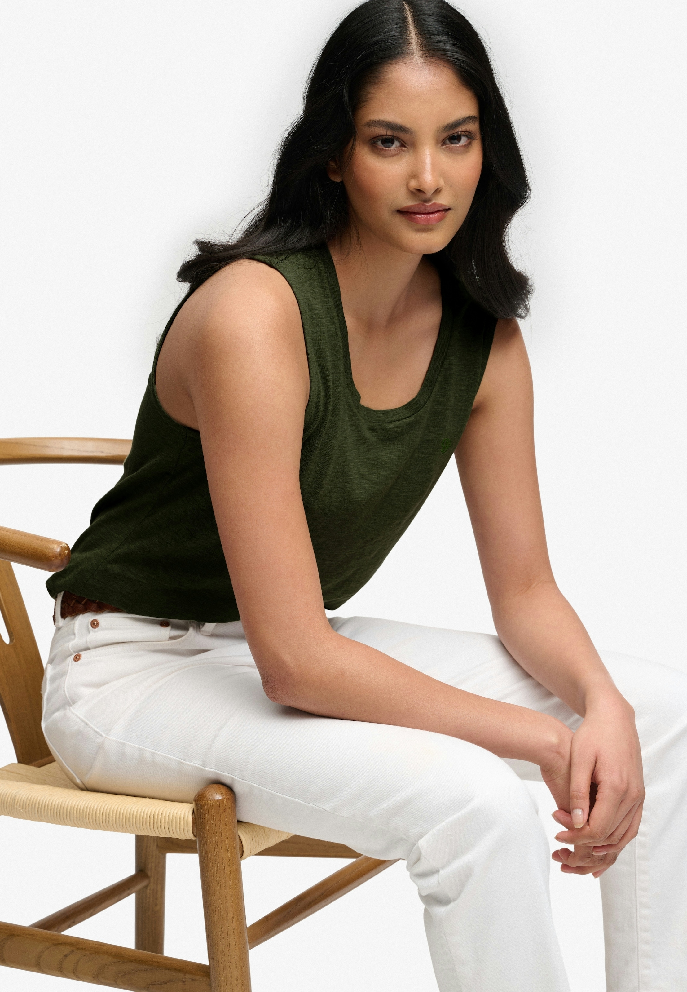 Superdry Tanktop »SCOOP NECK TANK« Baumwollmischung, regular fit
