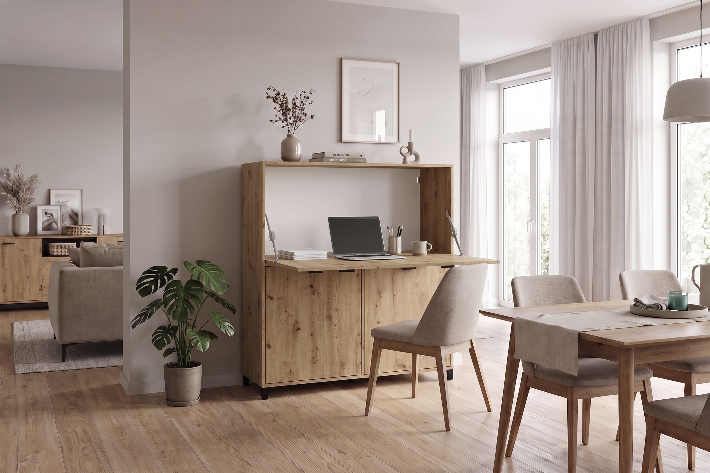 OTTO home Sekretär "Melton" platzsparende Arbeitslösung mit viel Stauraum, Breite 120 cm