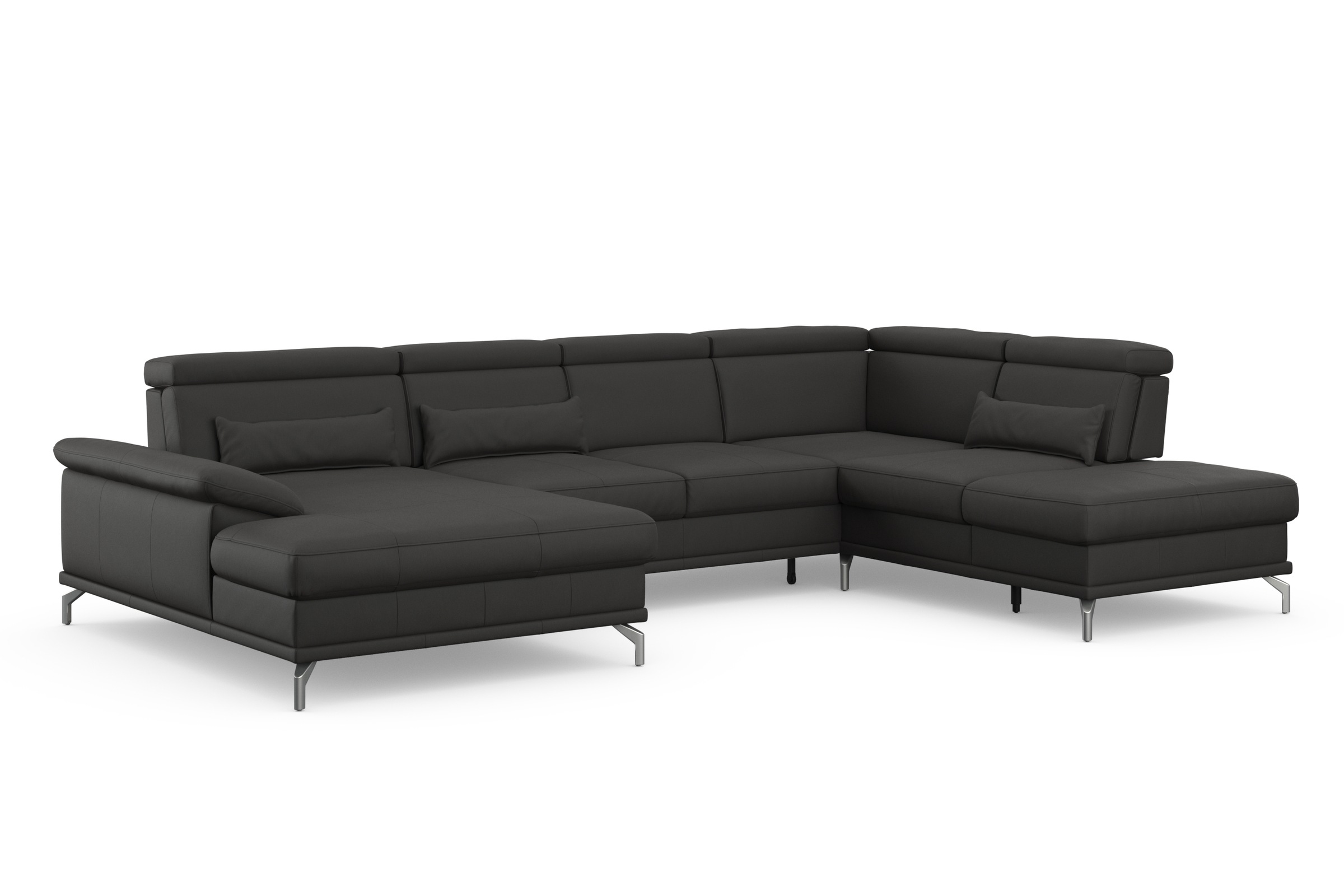 sit&more Wohnlandschaft »Cabrio U-Form, mit Sitztiefenverstellung, Arm- und Kopfteilverstellung«, 3 Nierenkissen, Federkern, optional Bettfunktion und Stauraum