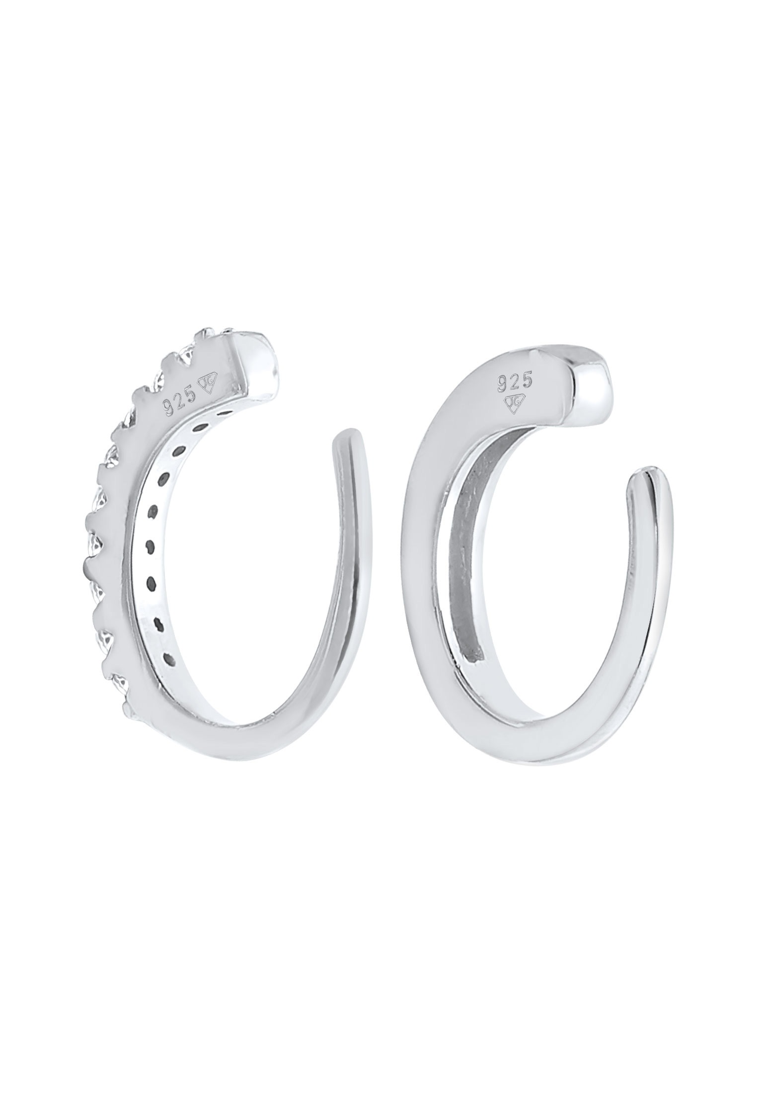 Elli Paar Ohrklemmen »Ohrringe Single Earcuff Basic Zirkonia 2er Set 925 Silber«