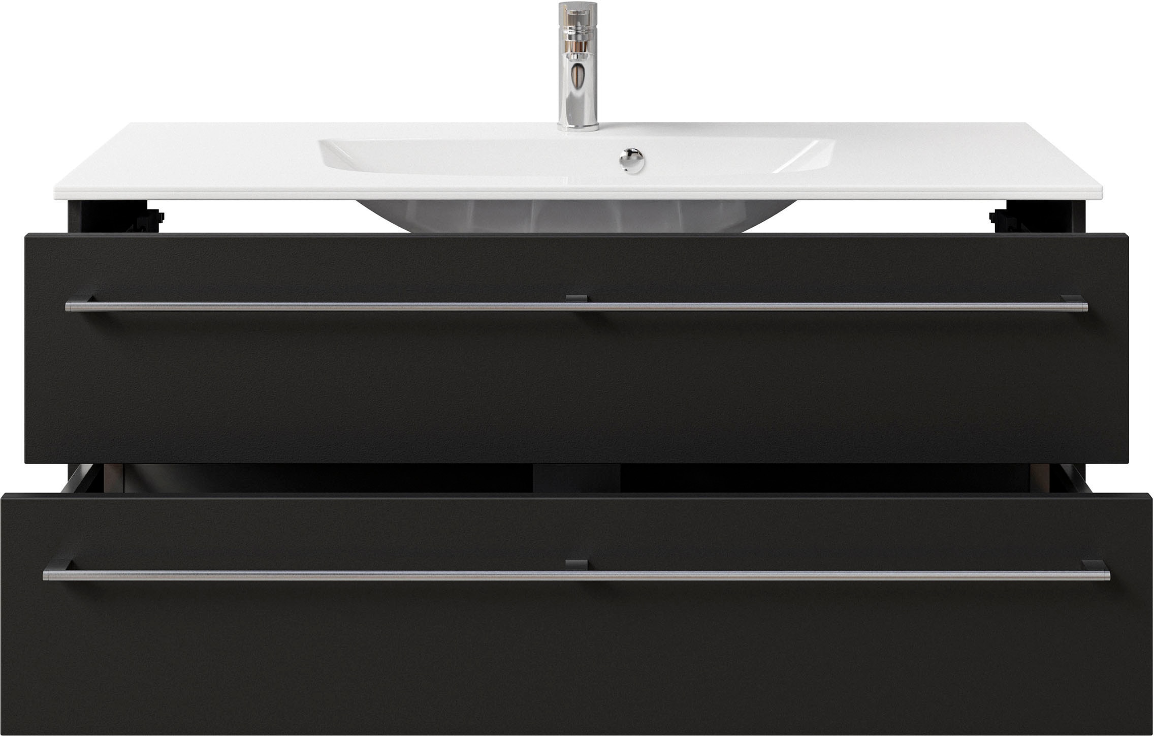 Saphir Waschtisch »Serie 6025 Mineralmarmor-Waschtisch mit Unterschrank, 117 cm breit«, Waschplatz mit 2 Schubladen, hängend, verschiedene Ausführungen