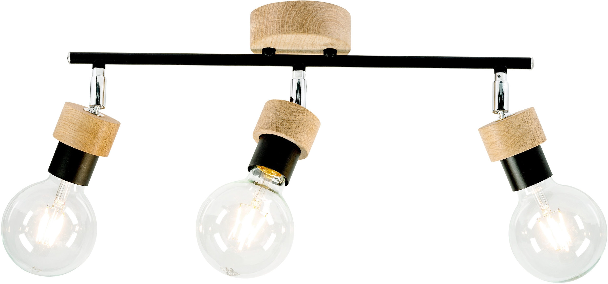 BRITOP LIGHTING Deckenleuchte »MARJOLAINE«, Leuchtmittel E27 | Leuchtmittel wechselbar-ohne Leuchtmittel, Bewegliche Spots, aus Eichenholz, FSC®-Zertifikat