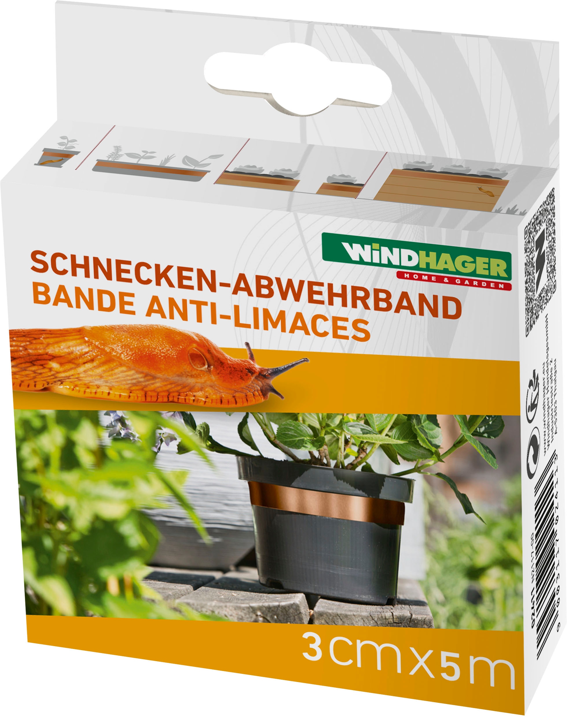 Windhager Schneckenkante »aus Kupfer, Schnecken Abwehrband für Hochbeete und Pflanztöpfe« Schneckenschutz Tape, erhältlich in 5 x 3 cm oder 5 cm x 6 m