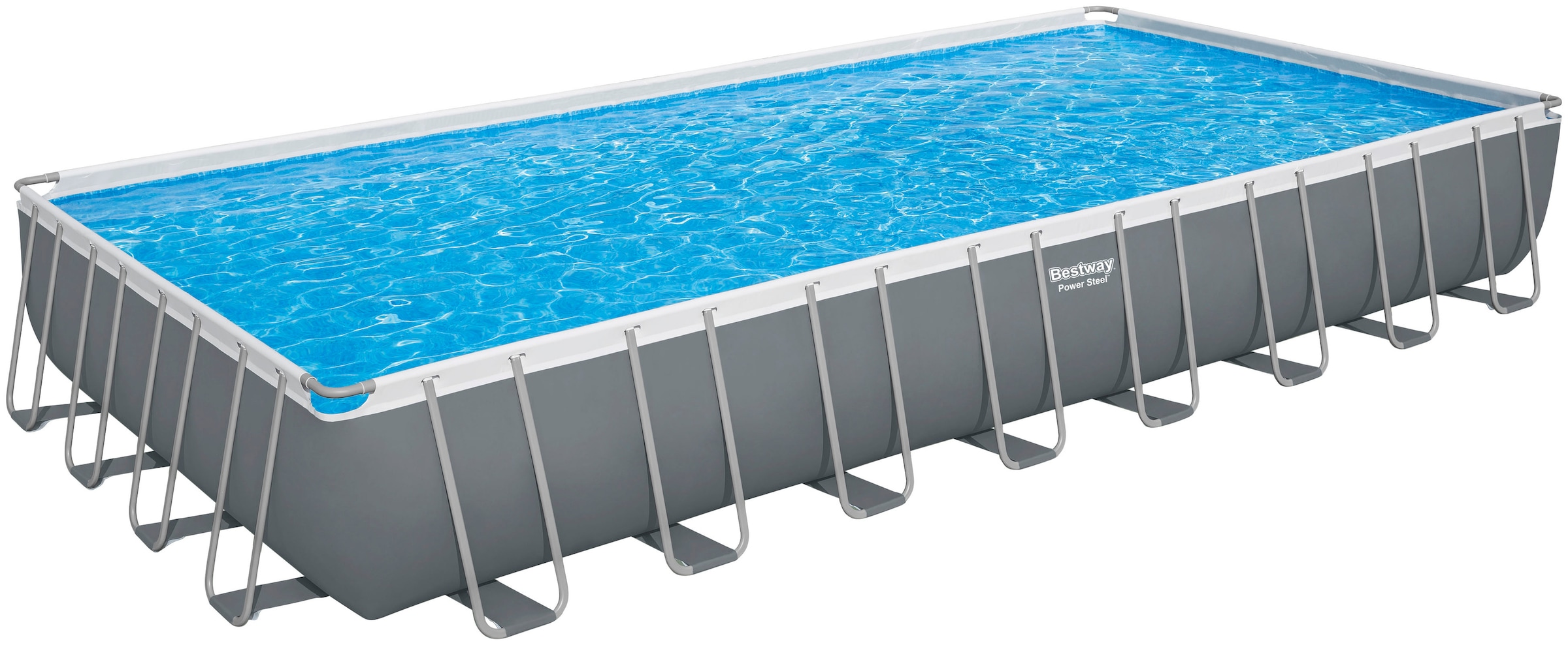 Bestway Framepool »Power Steel™«, (Komplett-Set), Frame Pool mit Sandfilteranlage 956x488x132 cm, grau