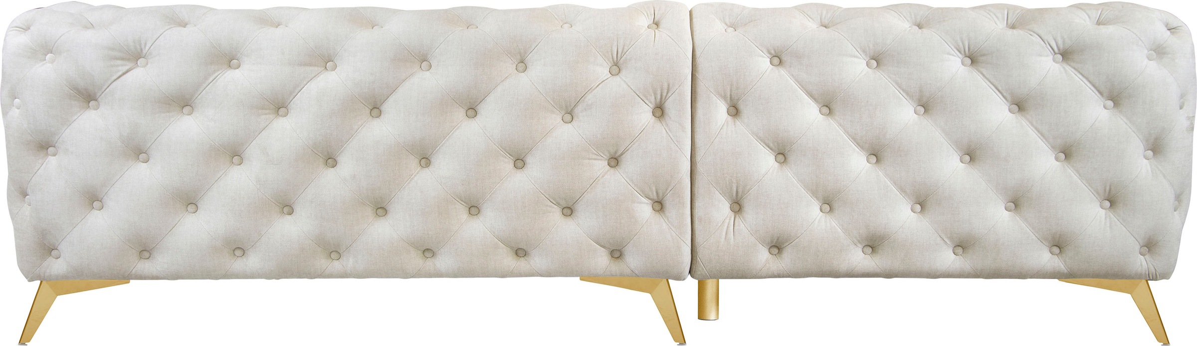 Leonique Chesterfield-Sofa »Ecksofa GLYNIS L-Form mit Wellenunterfederung, Maße B/T/H 264/204/75cm«, aufwändige Knopfheftung, moderne Chesterfield Optik, Fußfarbe wählbar