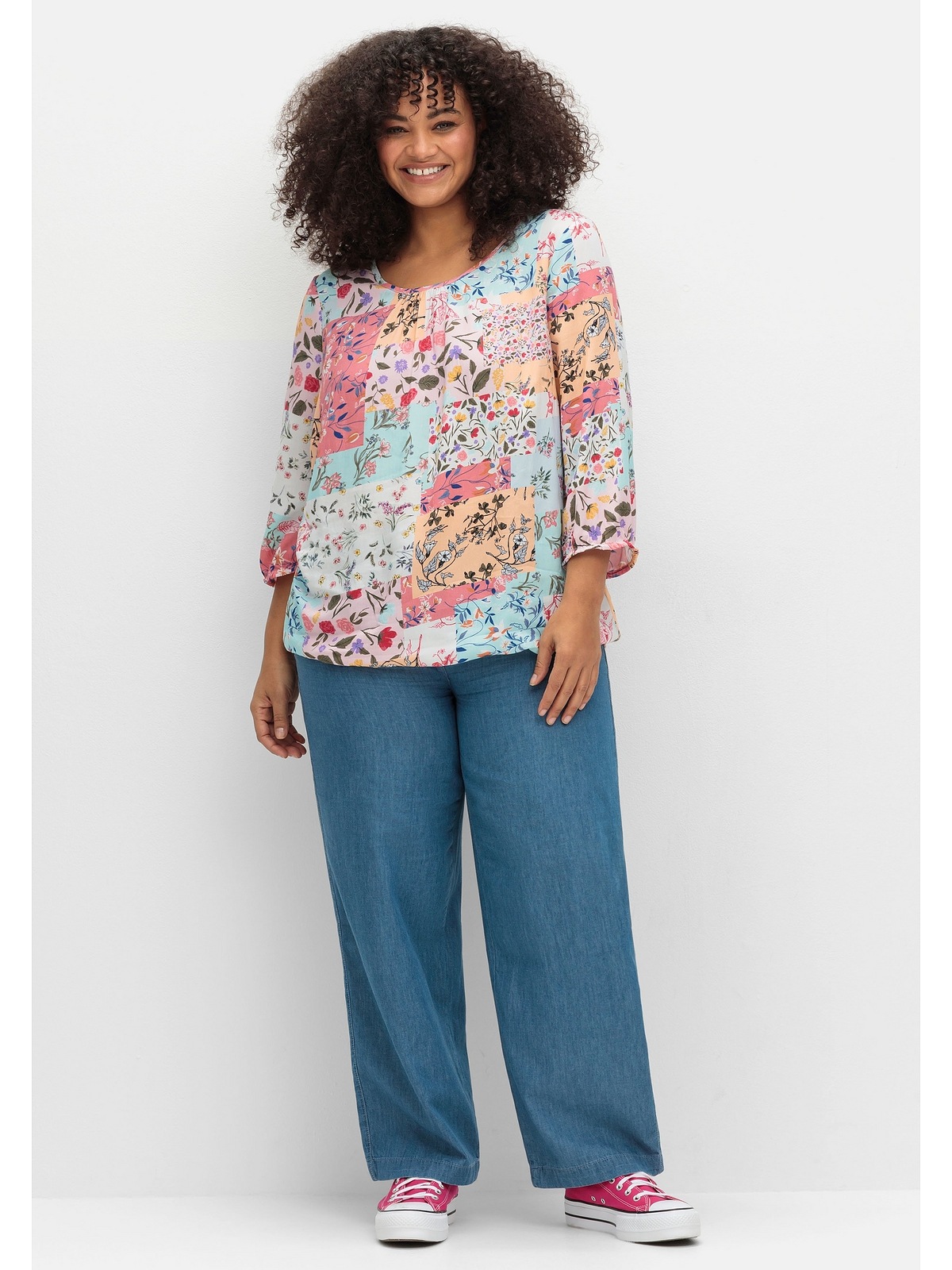 Sheego Tunika »Große Größen«, mit Patchwork-Print und Stretchsaum